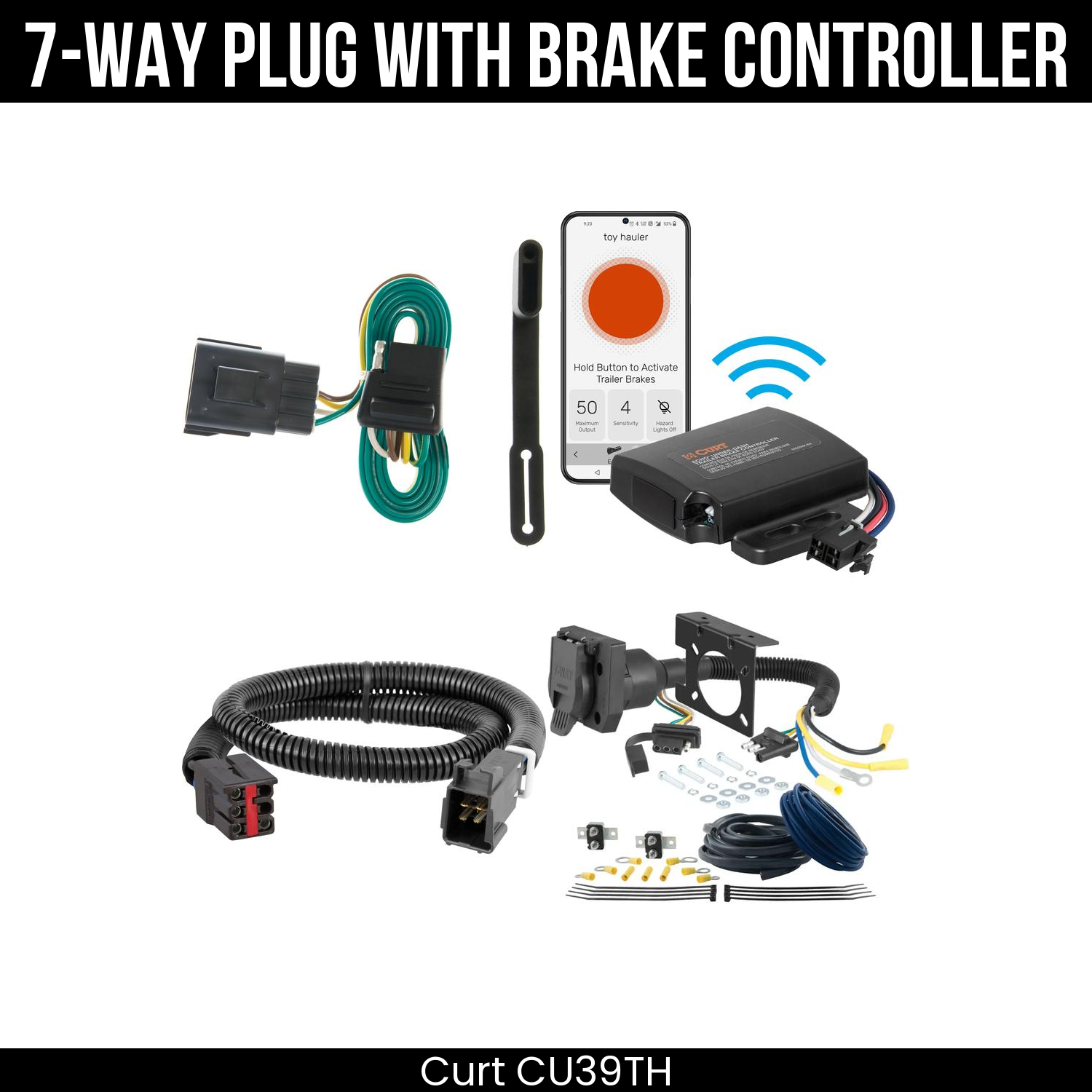 Trailer Wiring 7-Way Plug w/ Bracket , Echo Under-Dash Brake Control