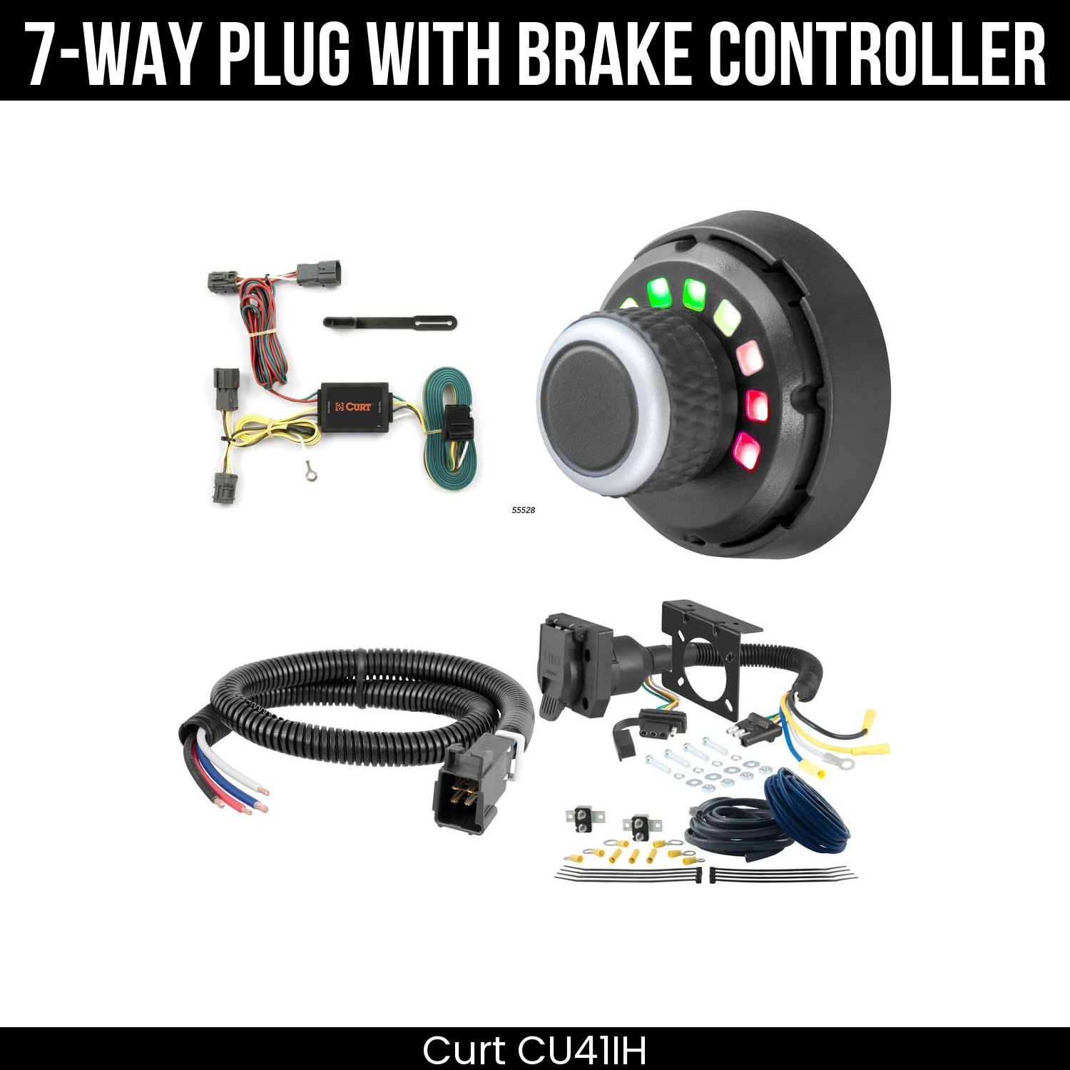 Trailer Wiring 7-Way Plug w/ Bracket , Spectrum Brake Control