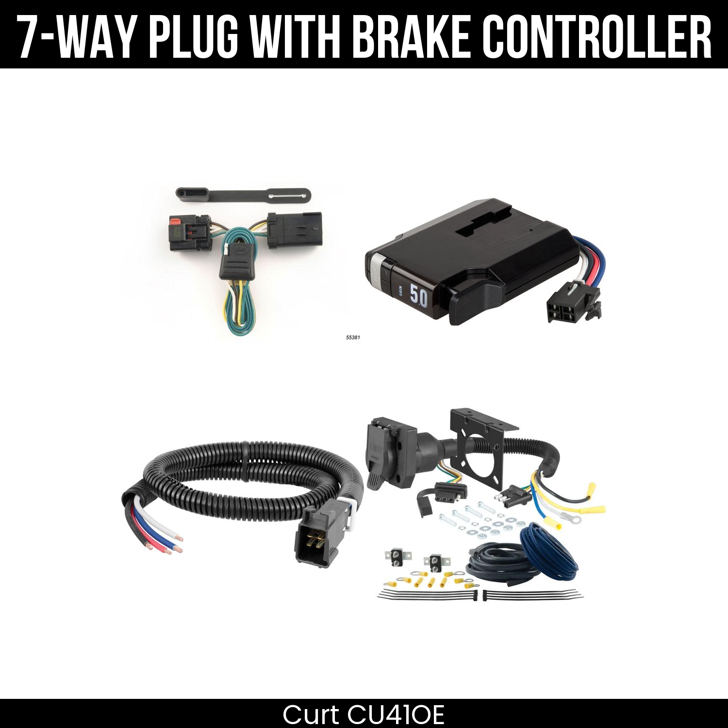 Trailer Wiring 7-Way Plug w/ Bracket , TriFlex NEXT Brake Control