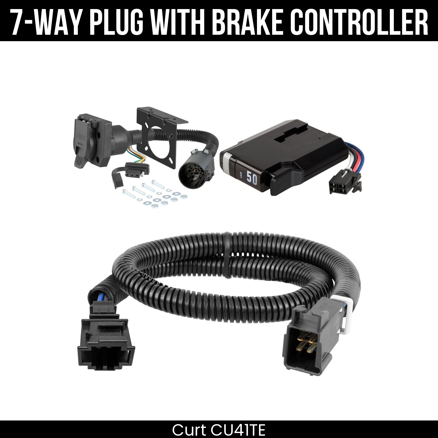 Trailer Wiring 7-Way Plug w/ Bracket , TriFlex NEXT Brake Control