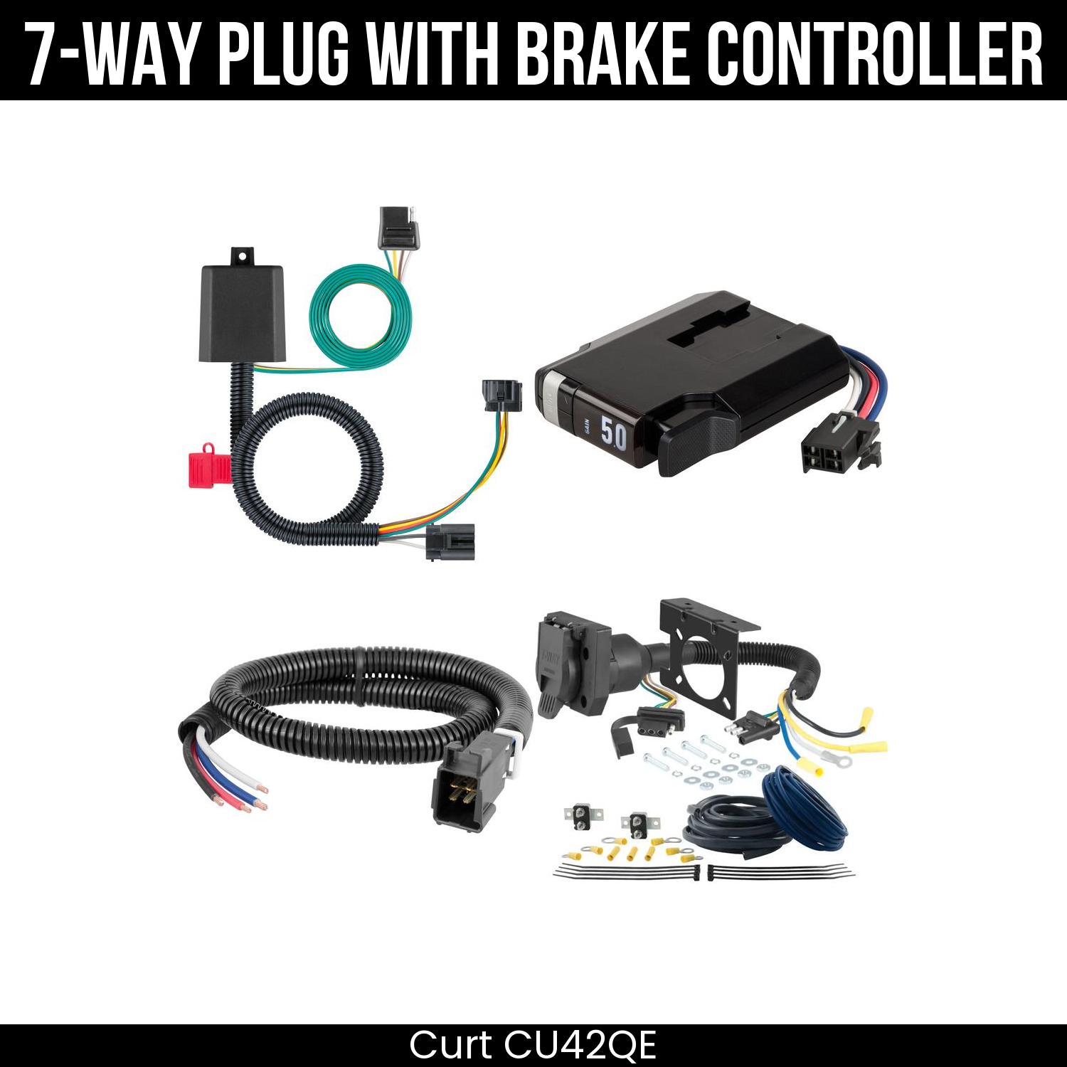 Trailer Wiring 7-Way Plug w/ Bracket , TriFlex NEXT Brake Control