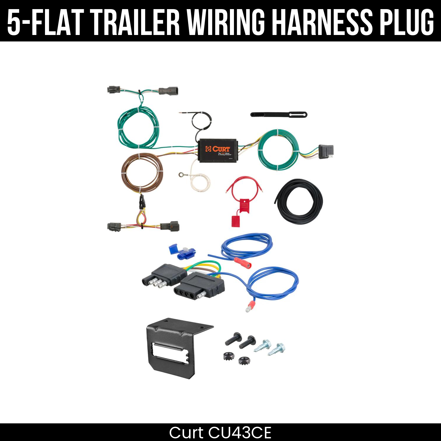 Trailer Wiring 5-Flat Plug w/ Bracket