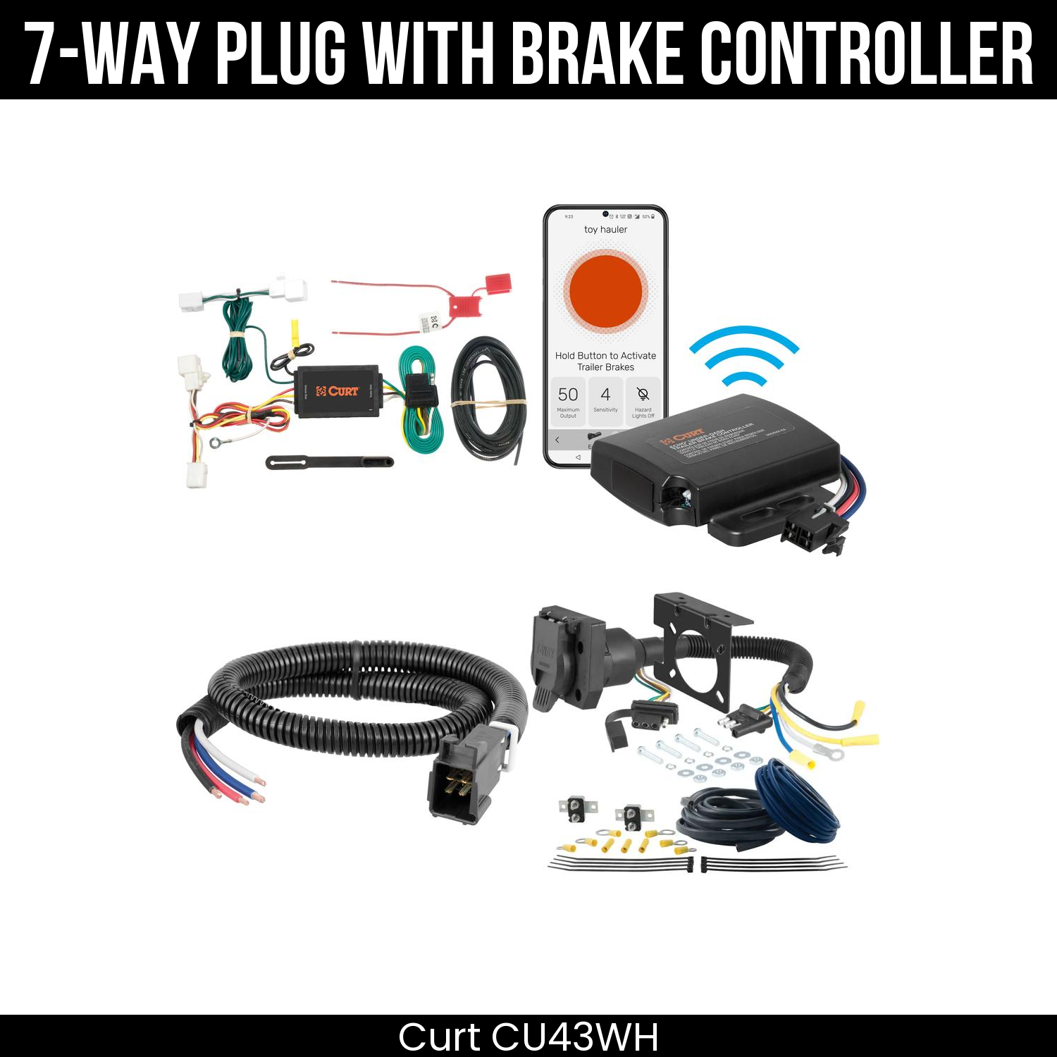 Trailer Wiring 7-Way Plug w/ Bracket , Echo Under-Dash Brake Control