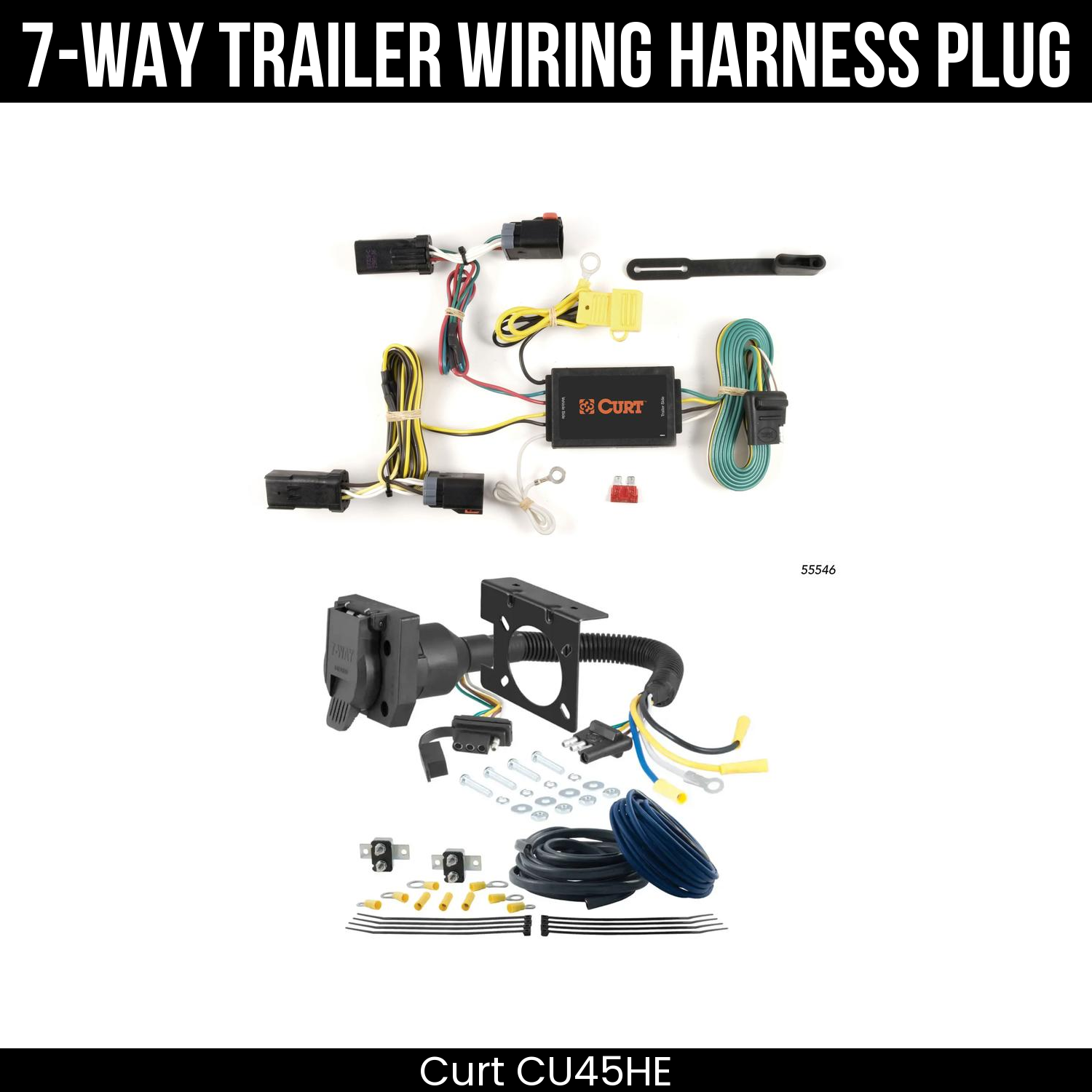 Trailer Wiring 7-Way Plug w/ Bracket