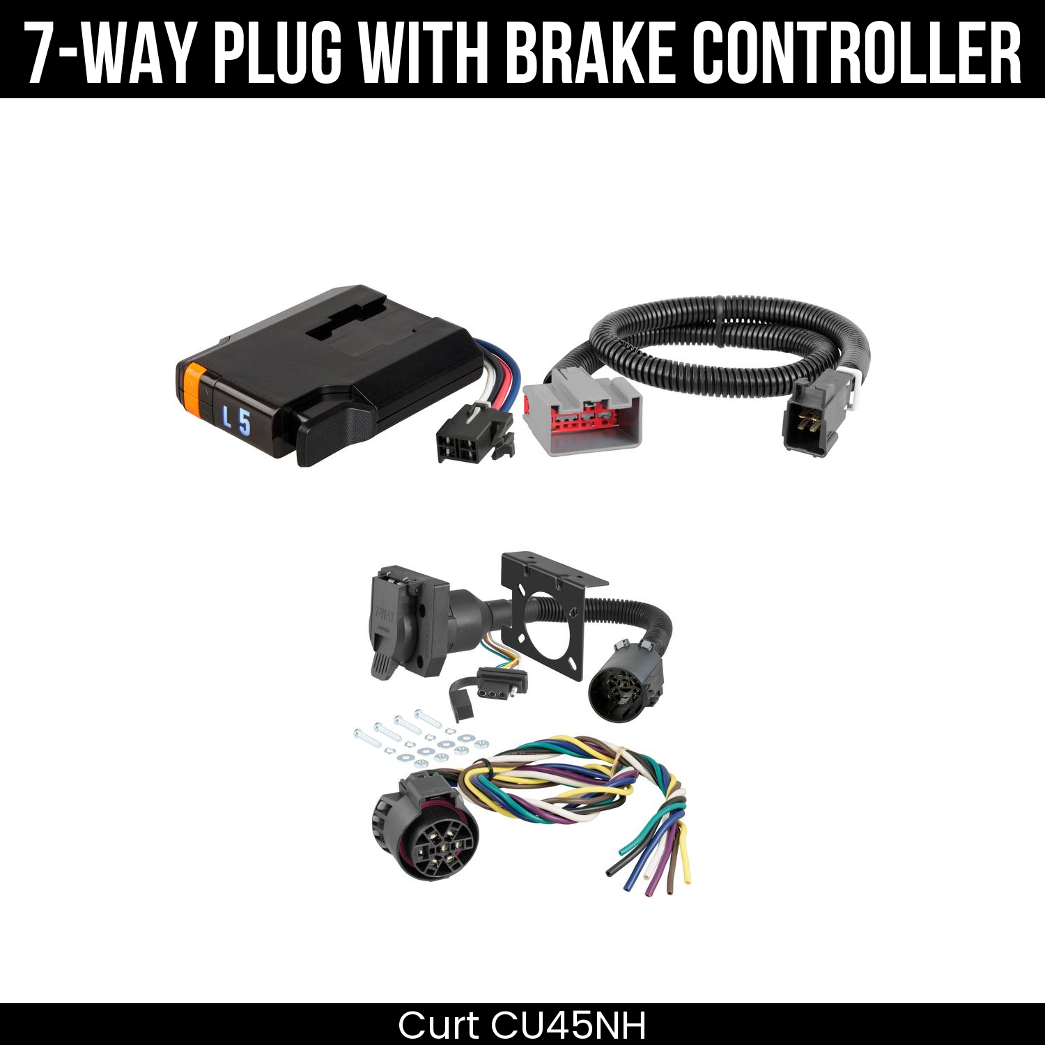 Trailer Wiring 7-Way Plug w/ Bracket , Discovery Next Brake Control