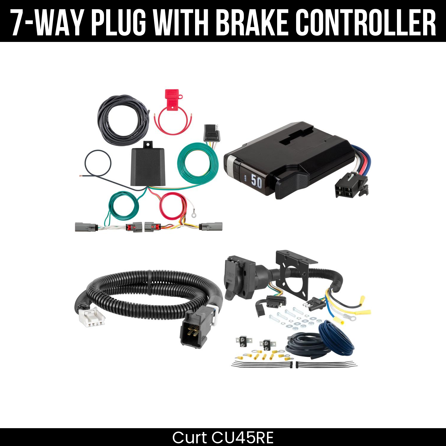 Trailer Wiring 7-Way Plug w/ Bracket , TriFlex NEXT Brake Control