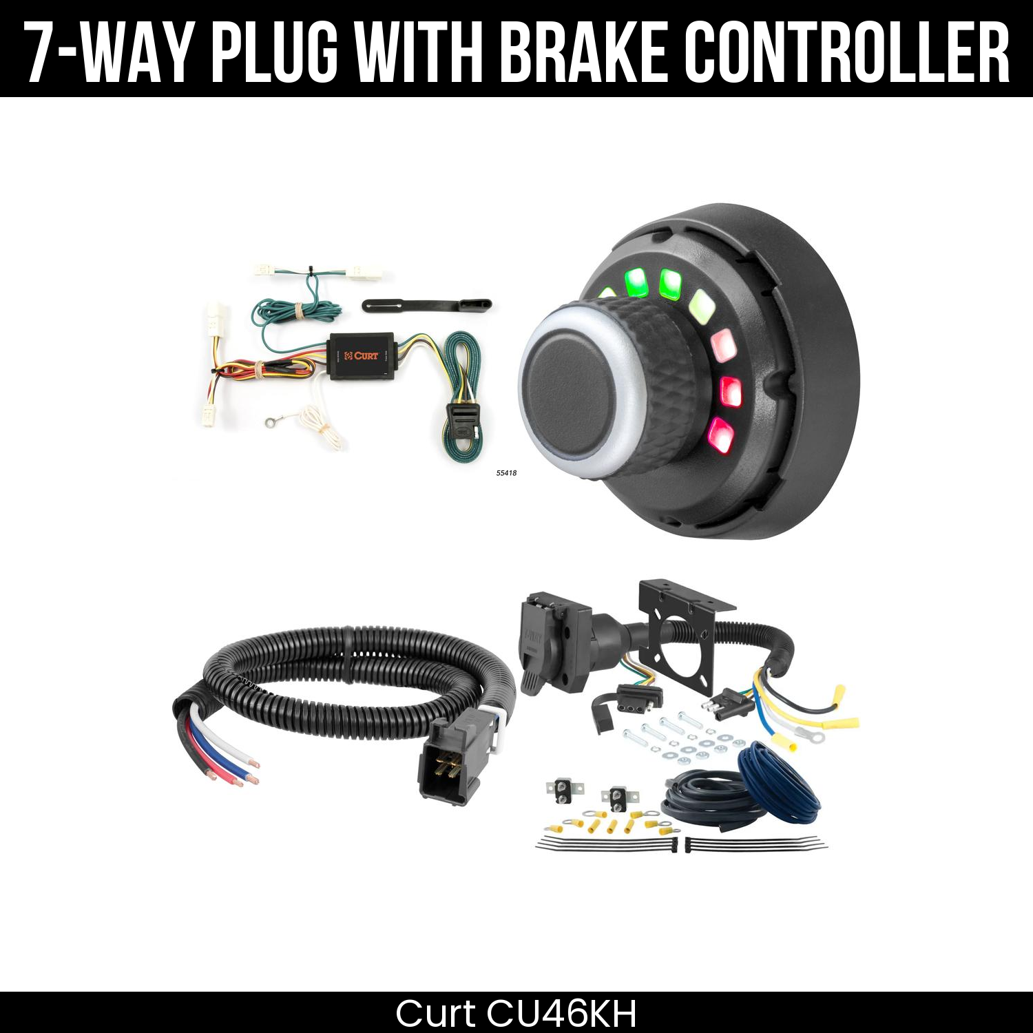 Trailer Wiring 7-Way Plug w/ Bracket , Spectrum Brake Control