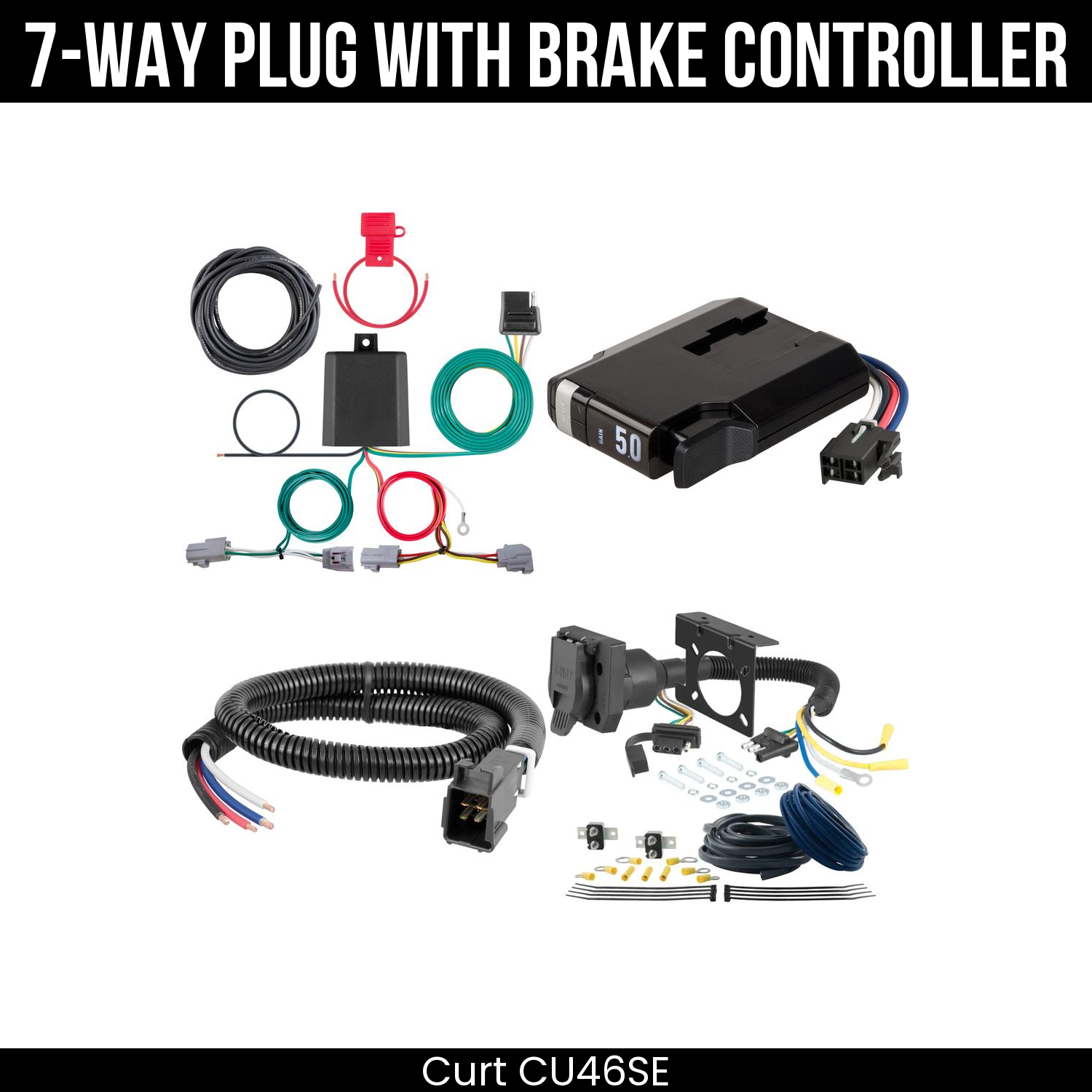 Trailer Wiring 7-Way Plug w/ Bracket , TriFlex NEXT Brake Control