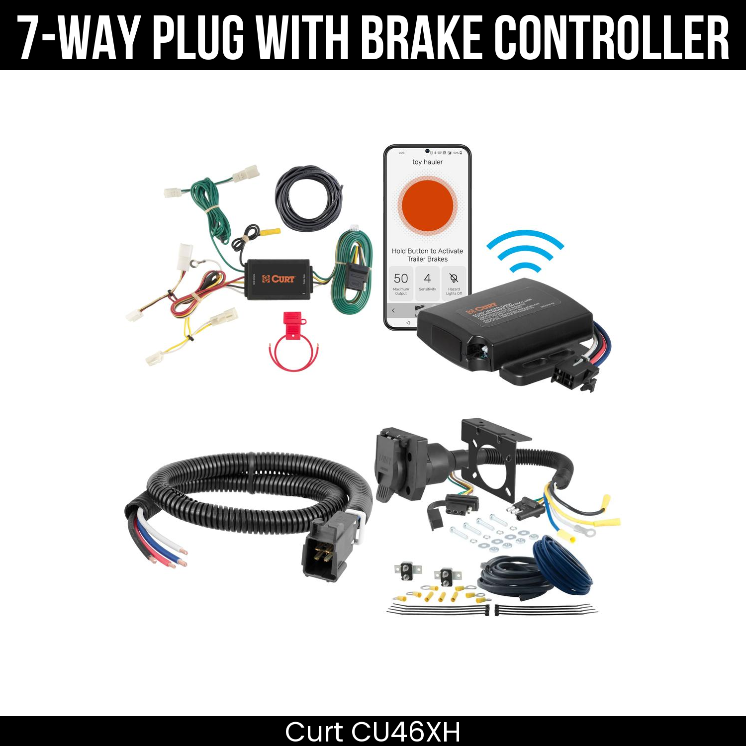 Trailer Wiring 7-Way Plug w/ Bracket , Echo Under-Dash Brake Control