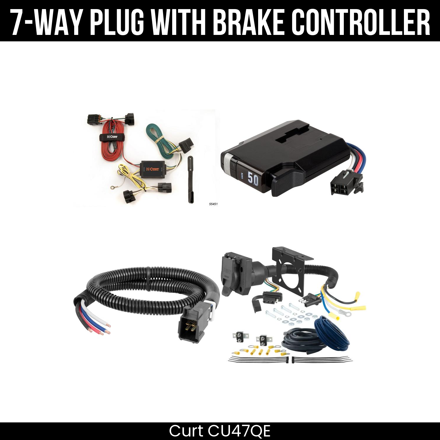 Trailer Wiring 7-Way Plug w/ Bracket , TriFlex NEXT Brake Control