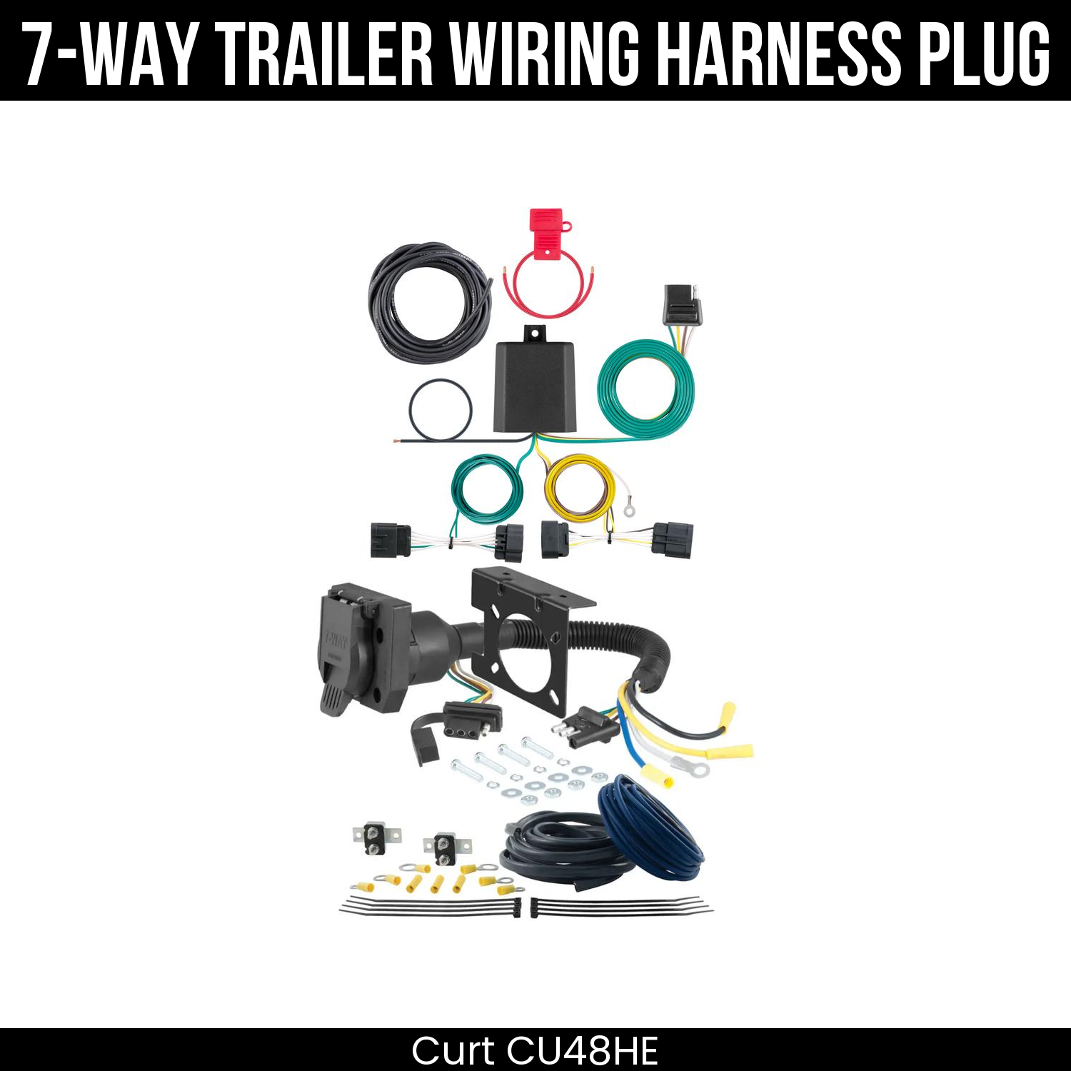 Trailer Wiring 7-Way Plug w/ Bracket