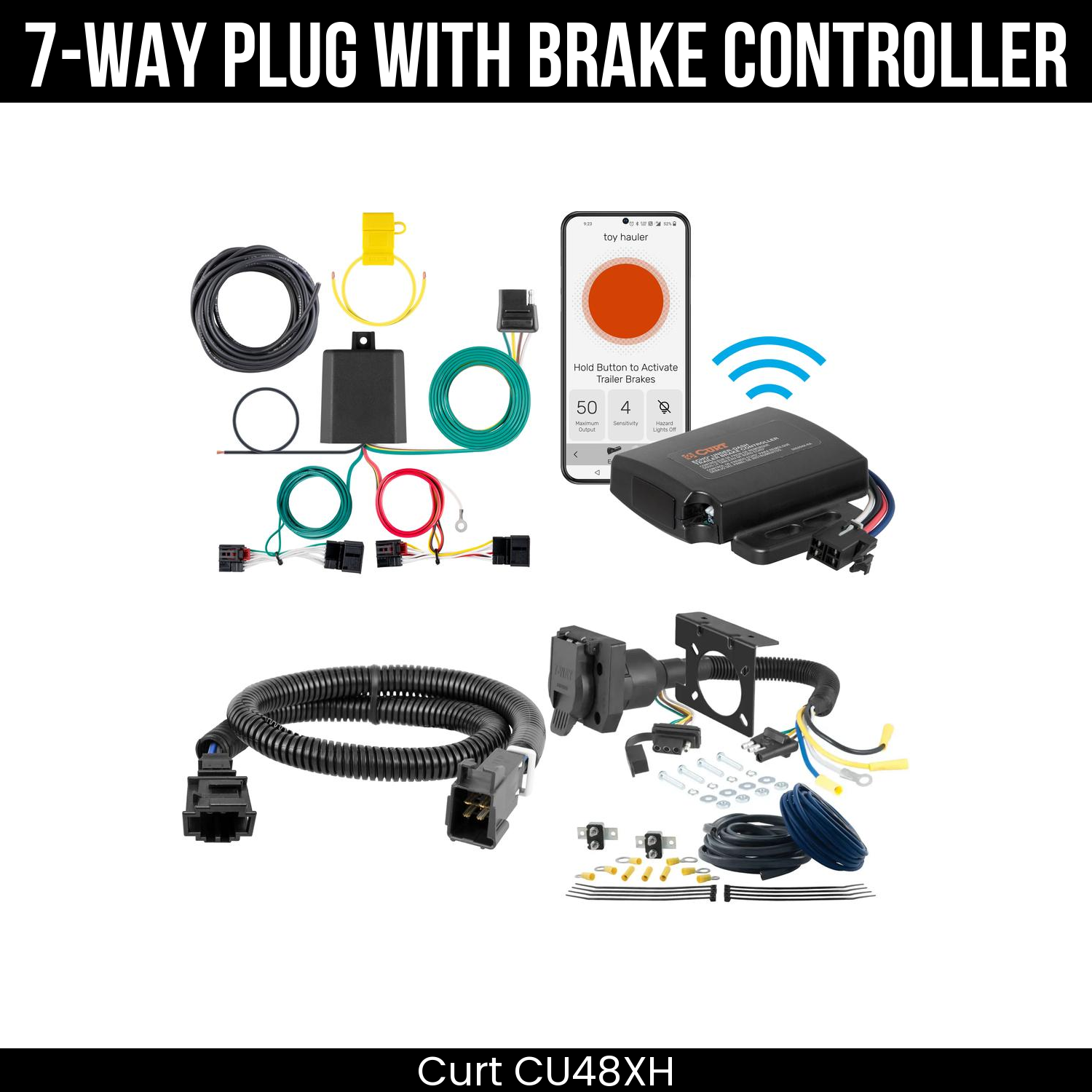 Trailer Wiring 7-Way Plug w/ Bracket , Echo Under-Dash Brake Control
