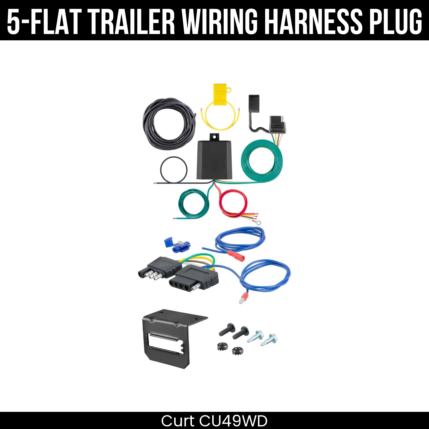 Trailer Wiring 5-Flat Plug w/ Bracket