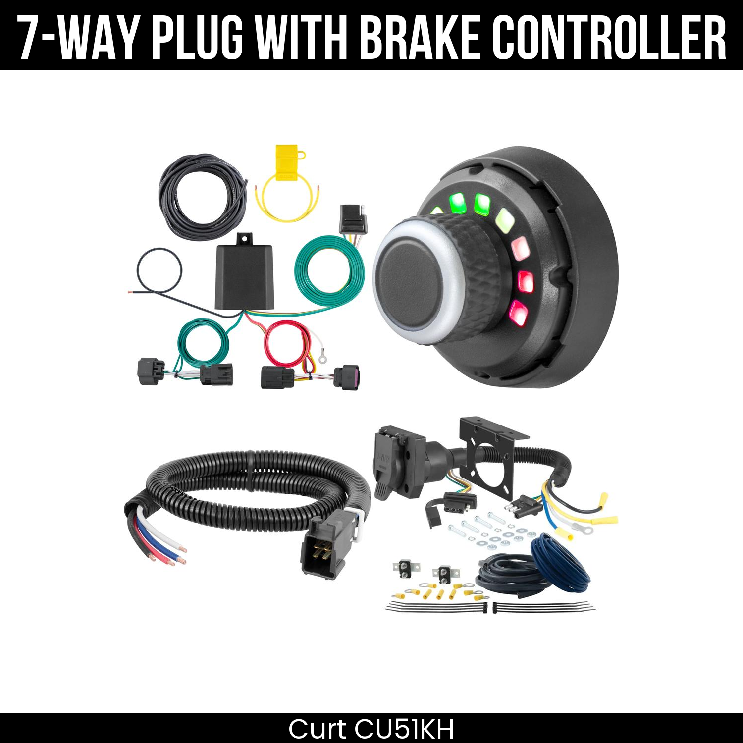 Trailer Wiring 7-Way Plug w/ Bracket , Spectrum Brake Control