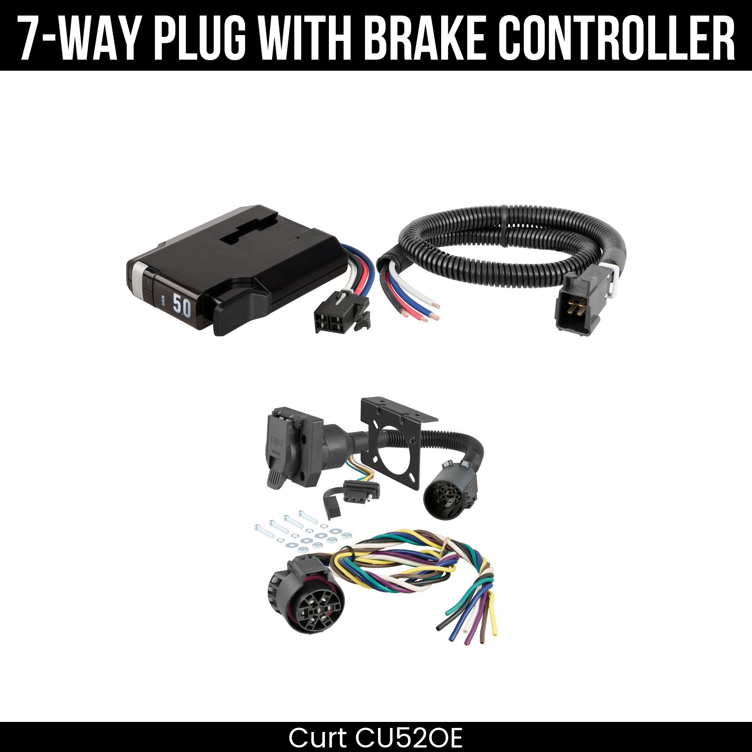 Trailer Wiring 7-Way Plug w/ Bracket , TriFlex NEXT Brake Control