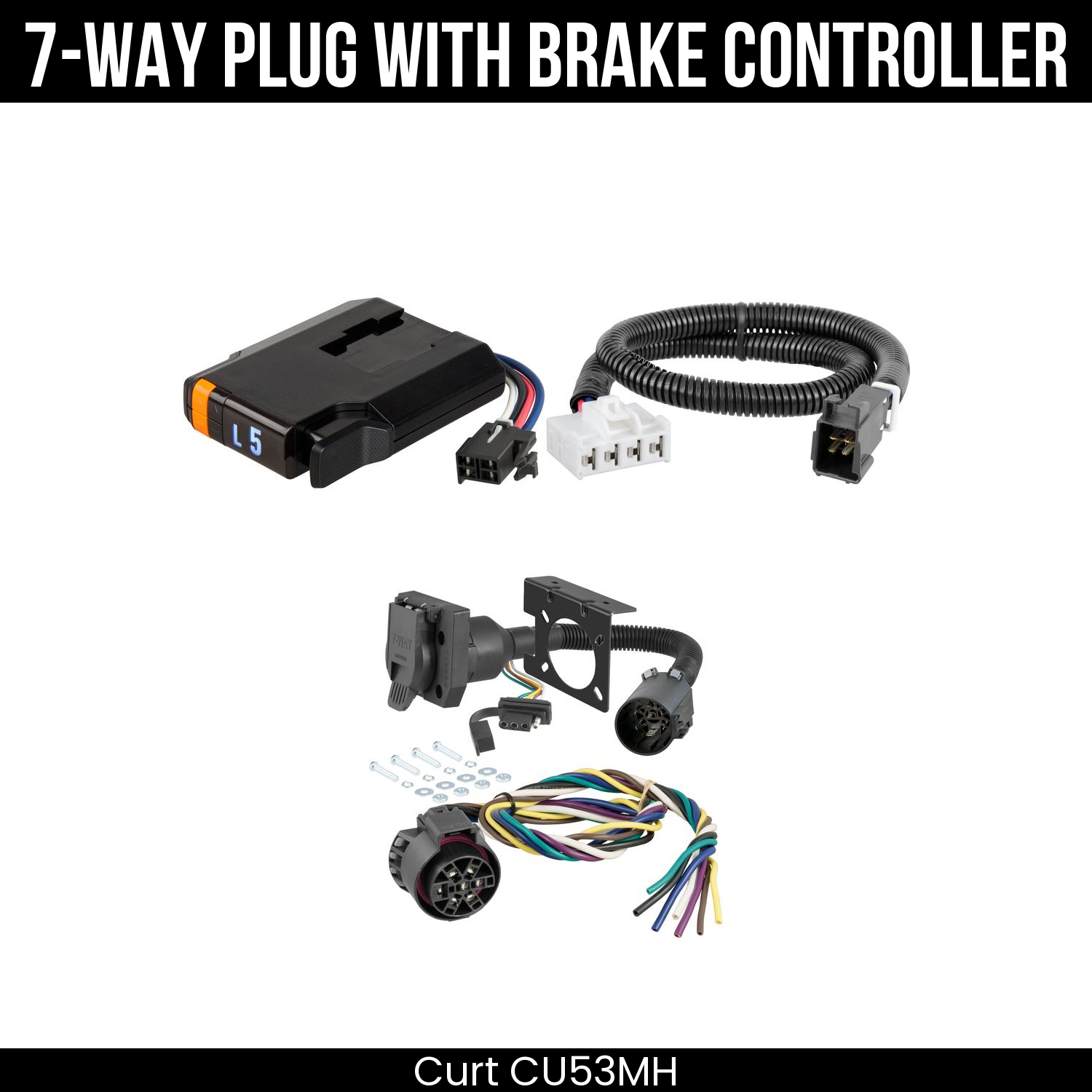 Trailer Wiring 7-Way Plug w/ Bracket , Discovery Next Brake Control