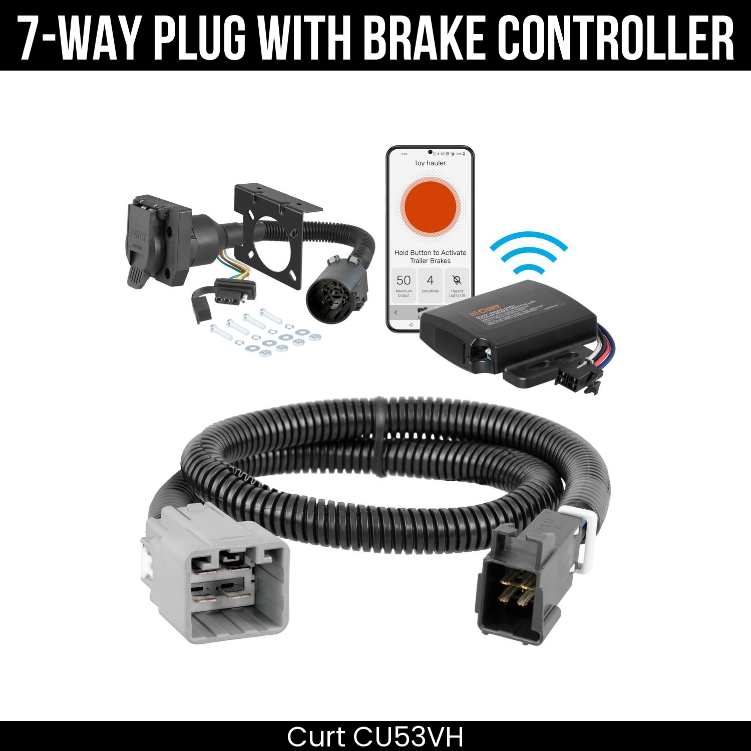 Trailer Wiring 7-Way Plug w/ Bracket , Echo Under-Dash Brake Control