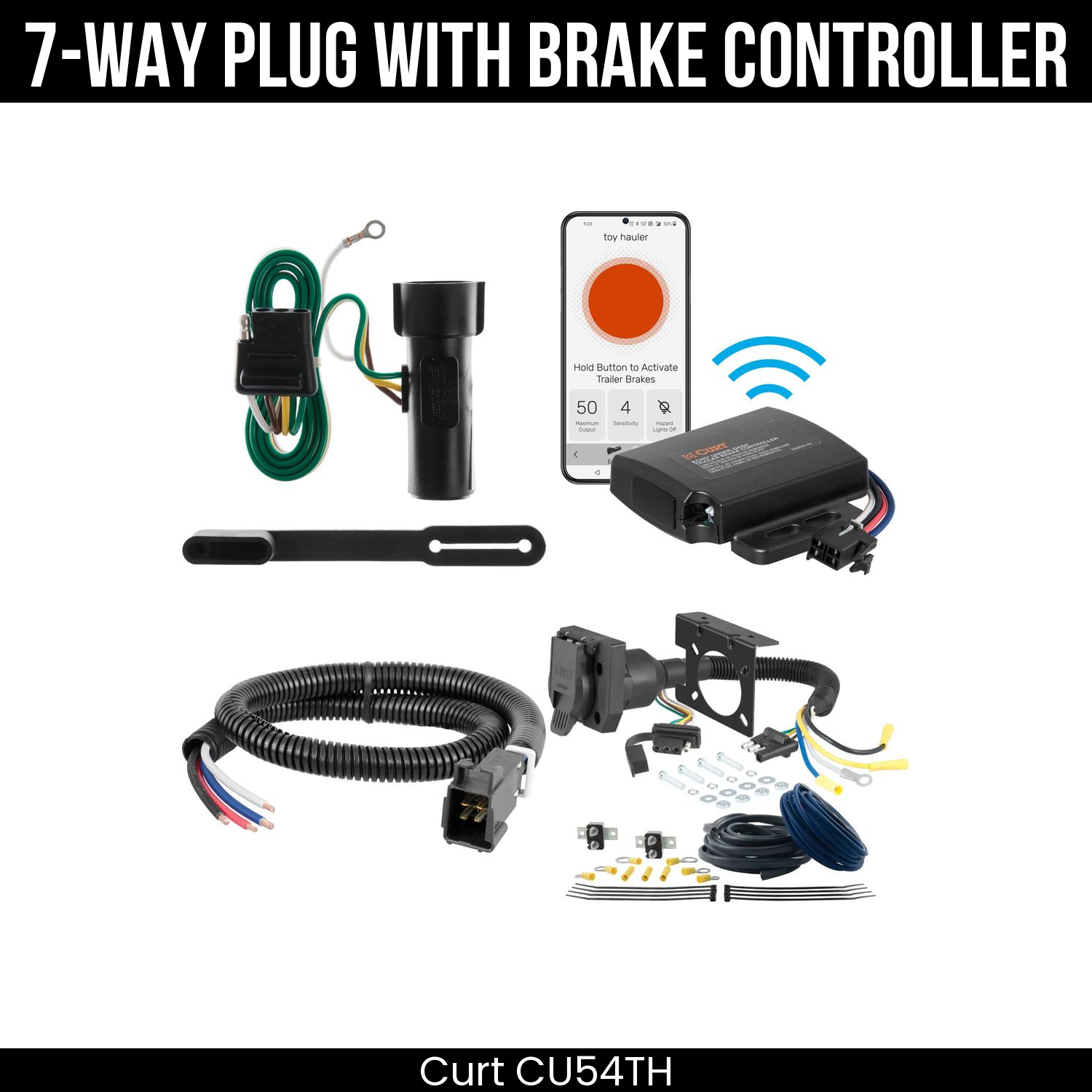 Trailer Wiring 7-Way Plug w/ Bracket , Echo Under-Dash Brake Control
