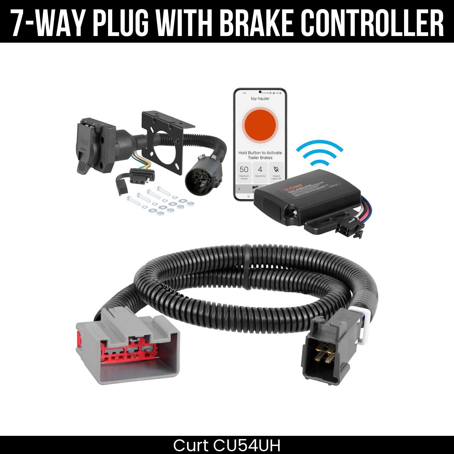 Trailer Wiring 7-Way Plug w/ Bracket , Echo Under-Dash Brake Control