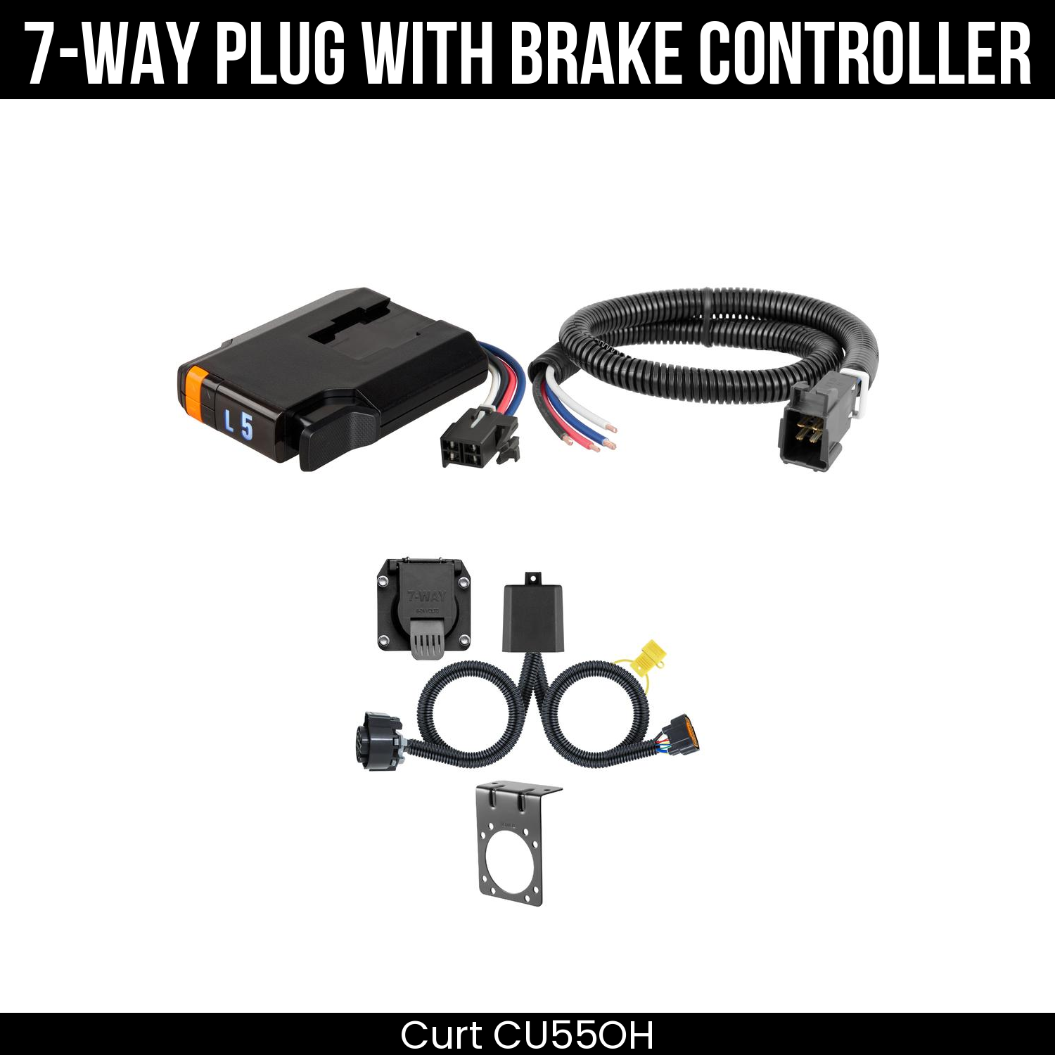 Trailer Wiring 7-Way Plug w/ Bracket , Discovery Next Brake Control