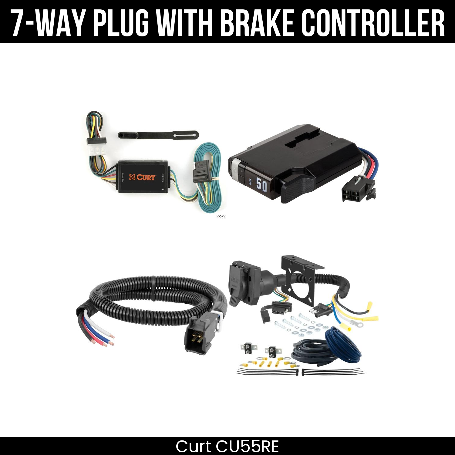 Trailer Wiring 7-Way Plug w/ Bracket , TriFlex NEXT Brake Control