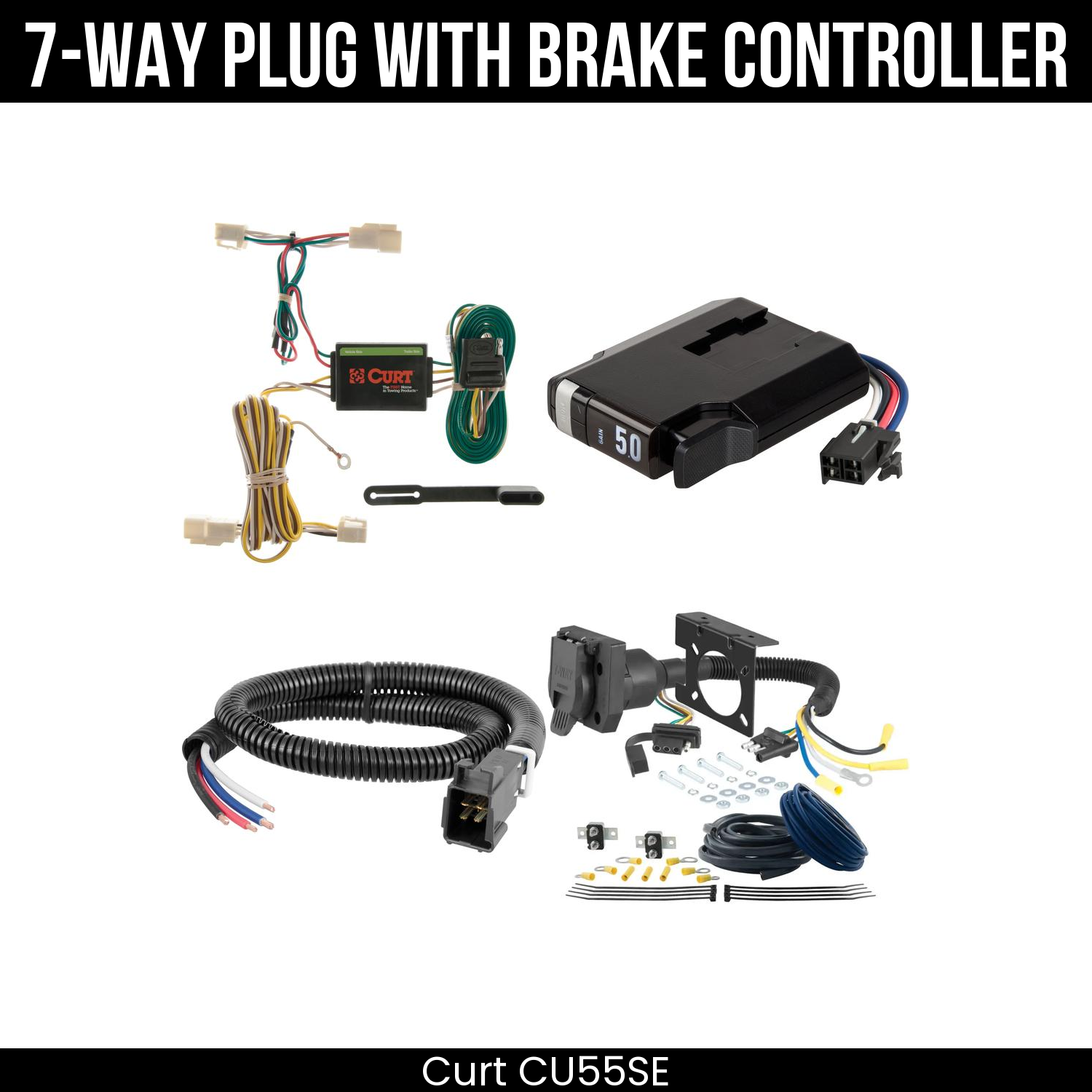 Trailer Wiring 7-Way Plug w/ Bracket , TriFlex NEXT Brake Control