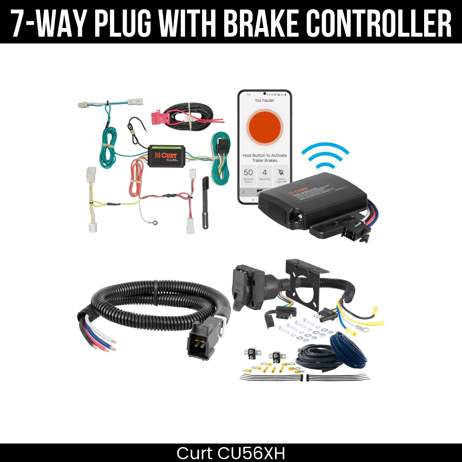 Trailer Wiring 7-Way Plug w/ Bracket , Echo Under-Dash Brake Control