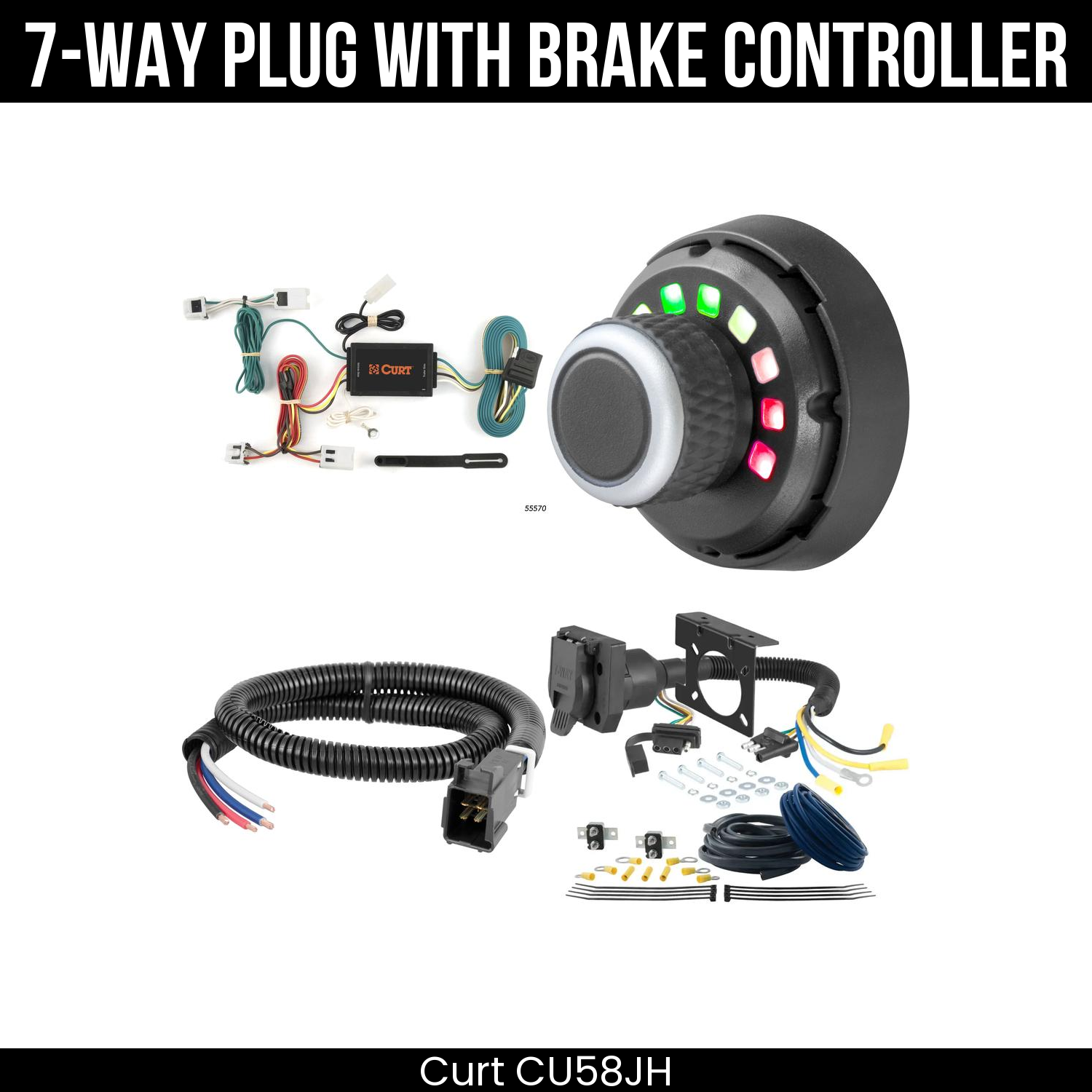 Trailer Wiring 7-Way Plug w/ Bracket , Spectrum Brake Control