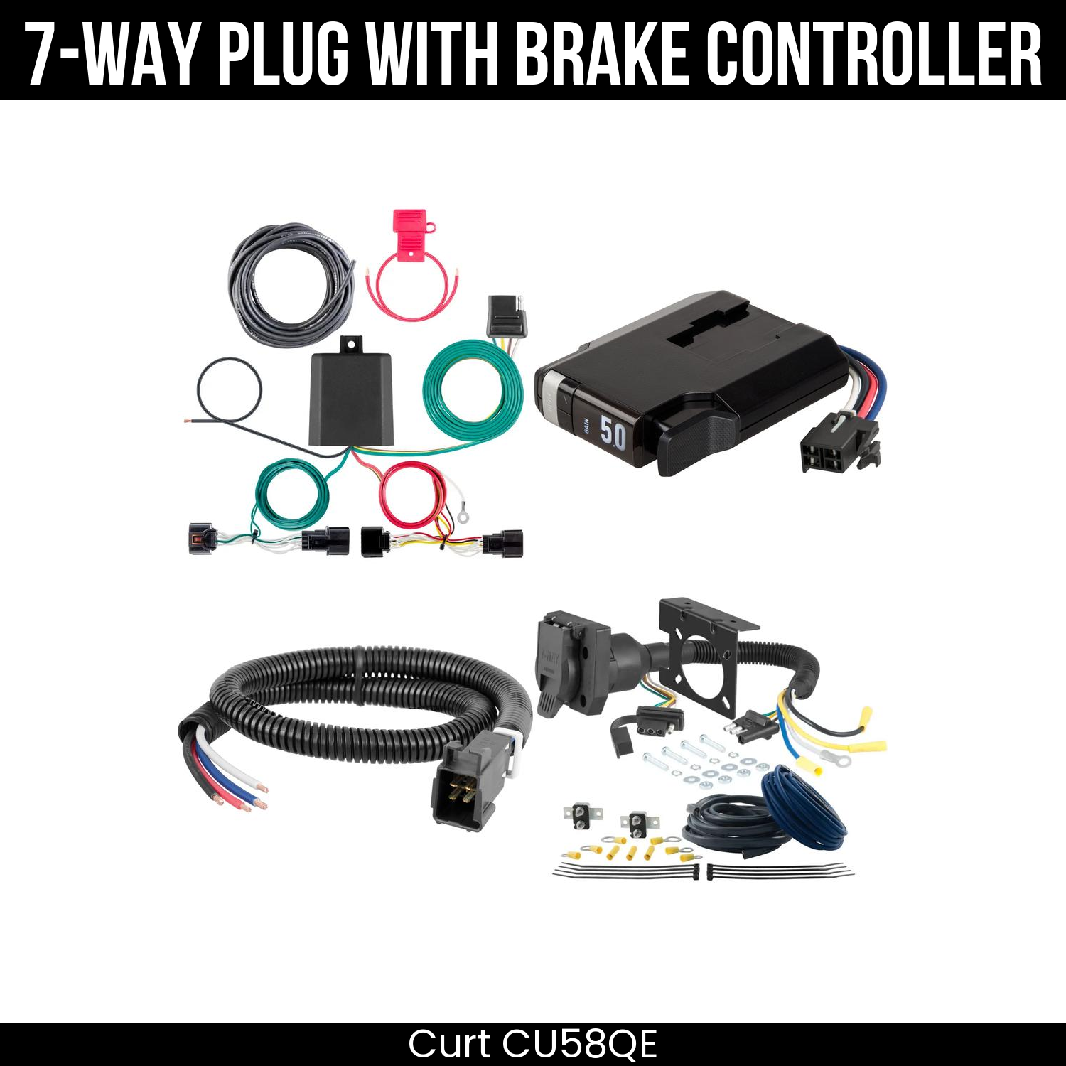 Trailer Wiring 7-Way Plug w/ Bracket , TriFlex NEXT Brake Control