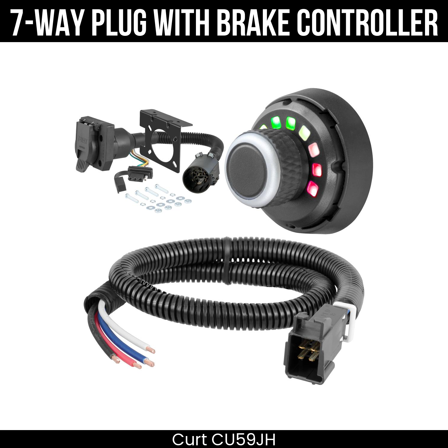 Trailer Wiring 7-Way Plug w/ Bracket , Spectrum Brake Control