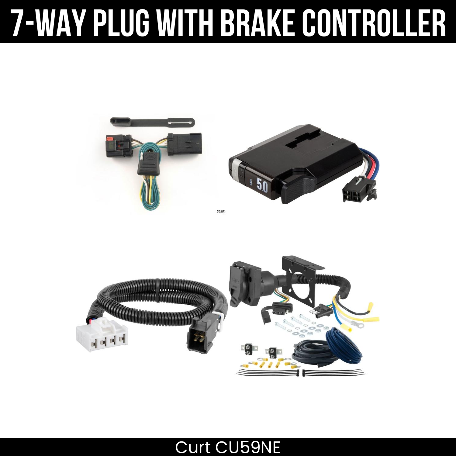 Trailer Wiring 7-Way Plug w/ Bracket , TriFlex NEXT Brake Control