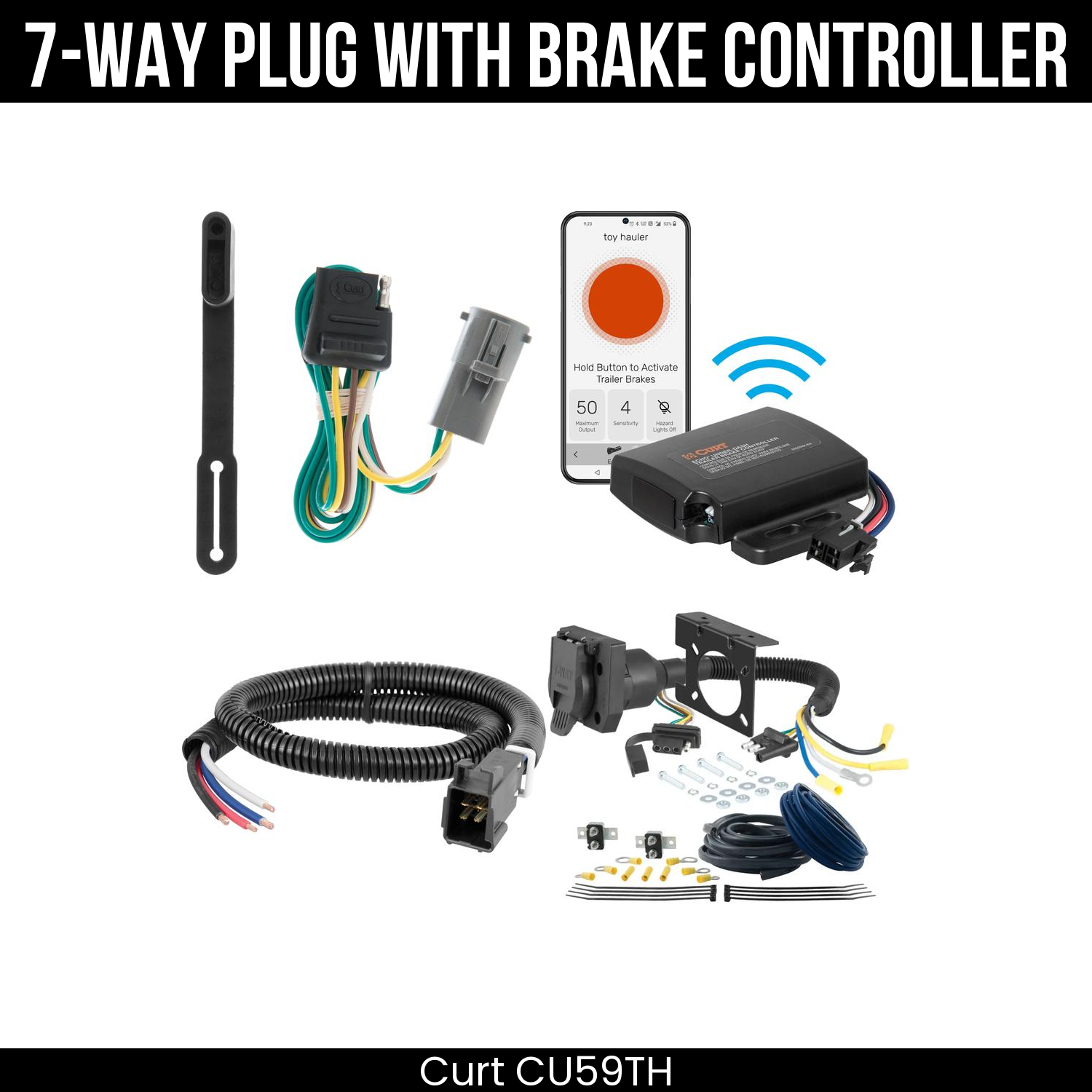 Trailer Wiring 7-Way Plug w/ Bracket , Echo Under-Dash Brake Control