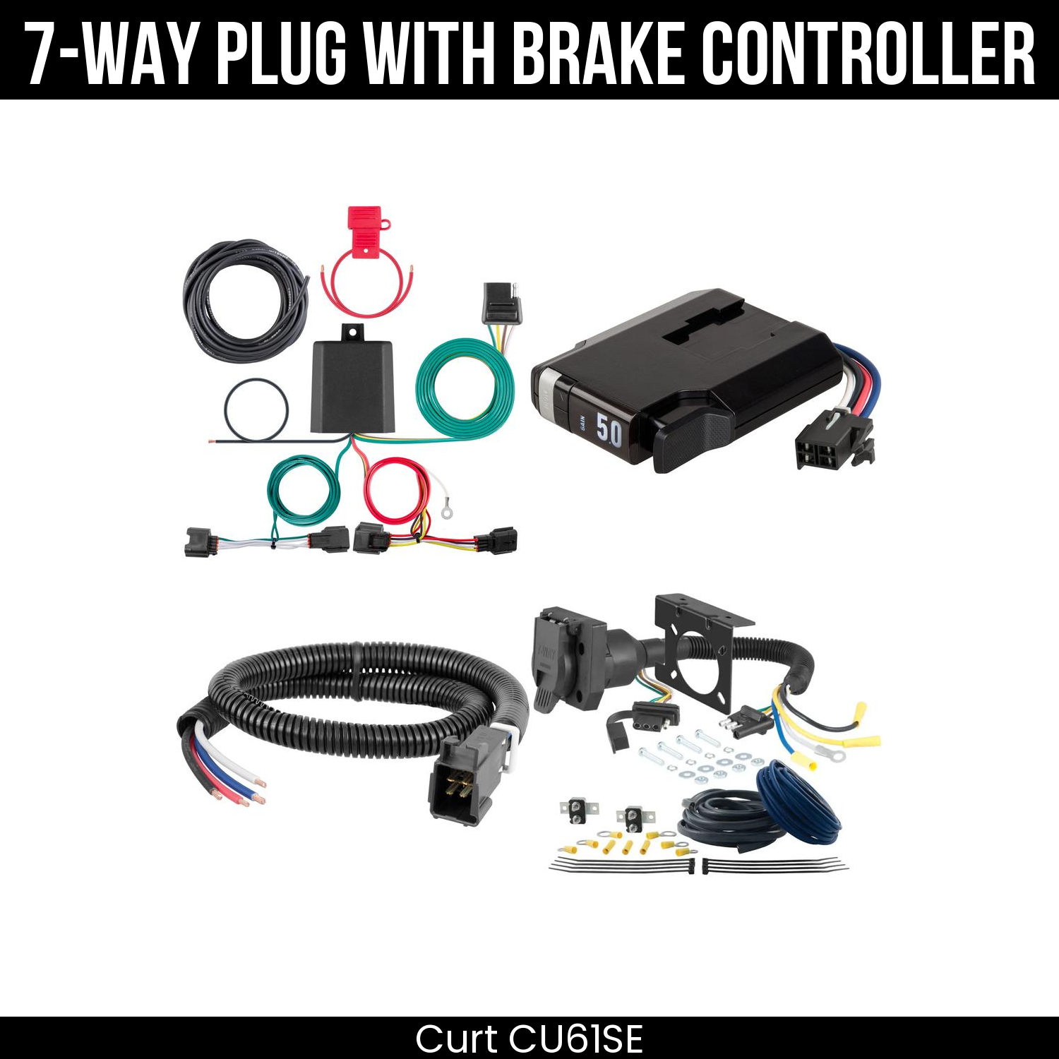 Trailer Wiring 7-Way Plug w/ Bracket , TriFlex NEXT Brake Control