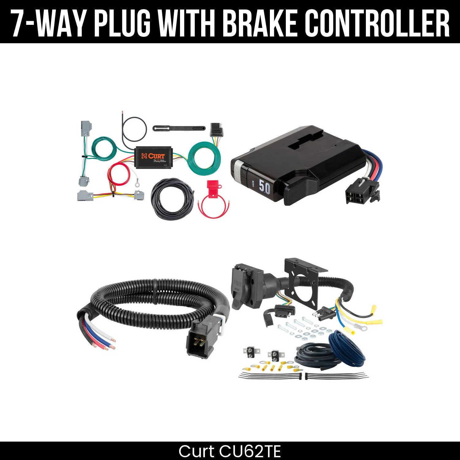 Trailer Wiring 7-Way Plug w/ Bracket , TriFlex NEXT Brake Control