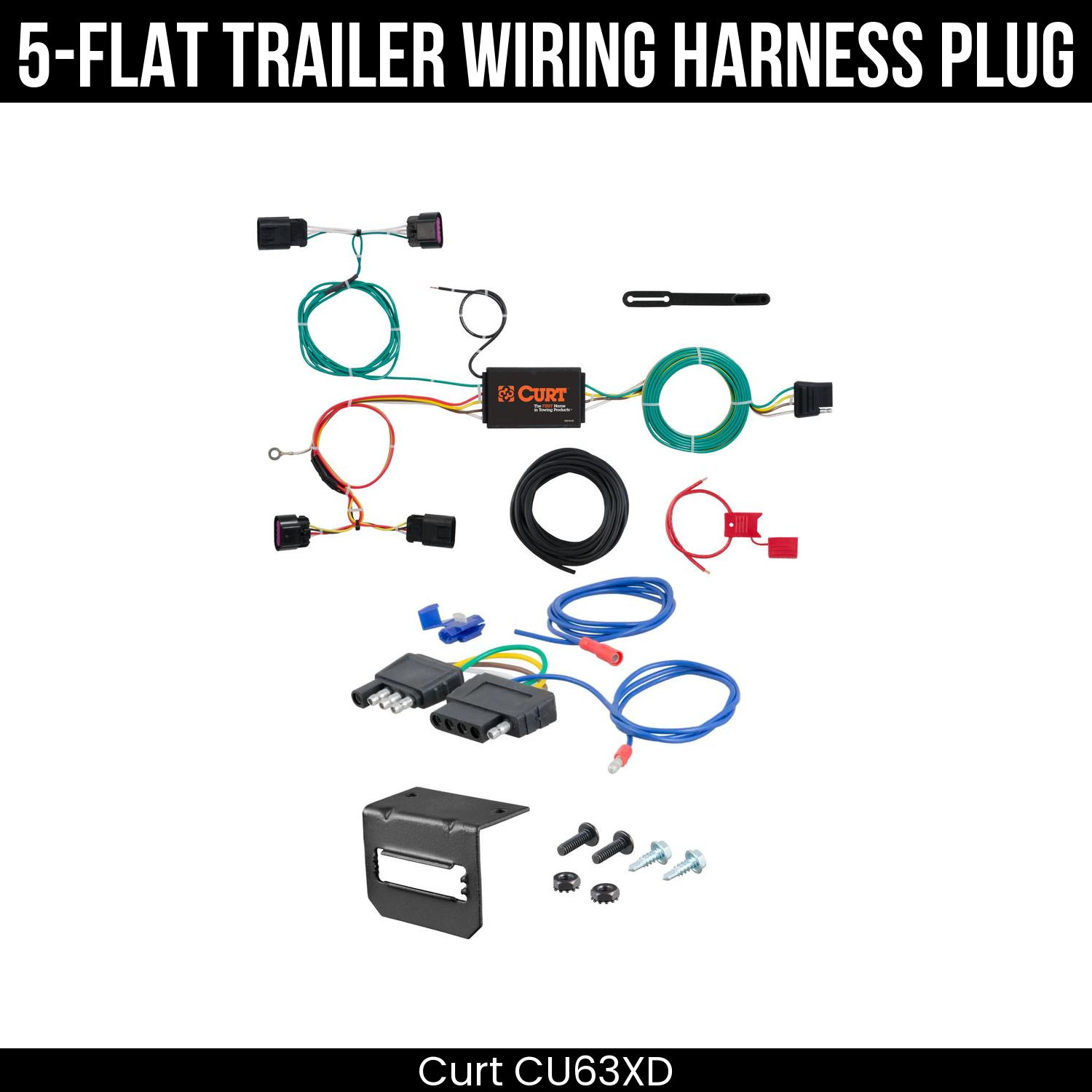Trailer Wiring 5-Flat Plug w/ Bracket