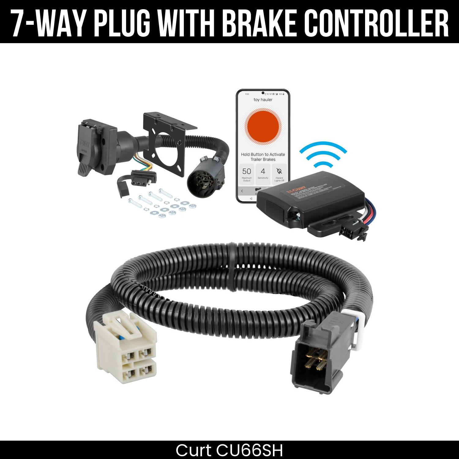 Trailer Wiring 7-Way Plug w/ Bracket , Echo Under-Dash Brake Control