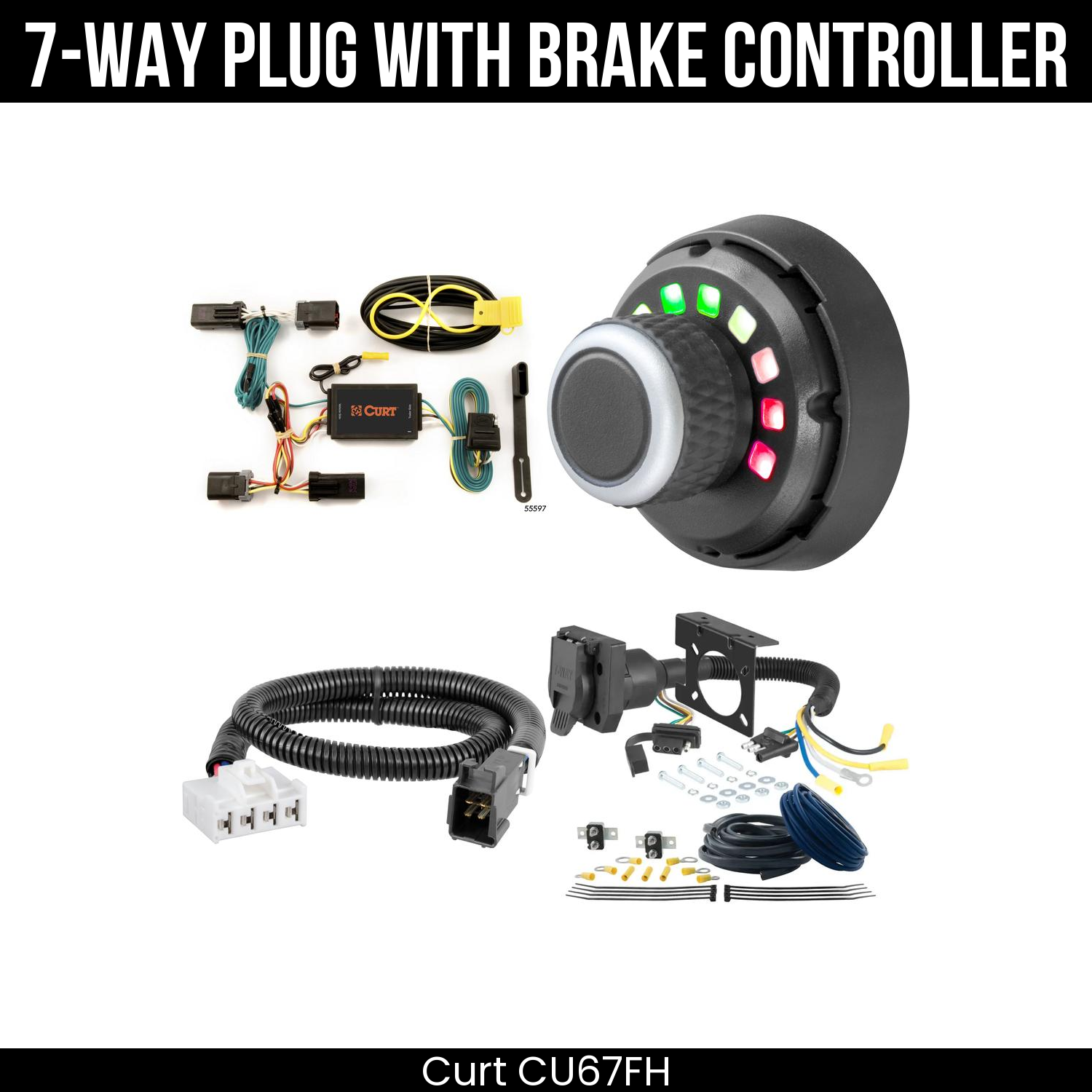 Trailer Wiring 7-Way Plug w/ Bracket , Spectrum Brake Control