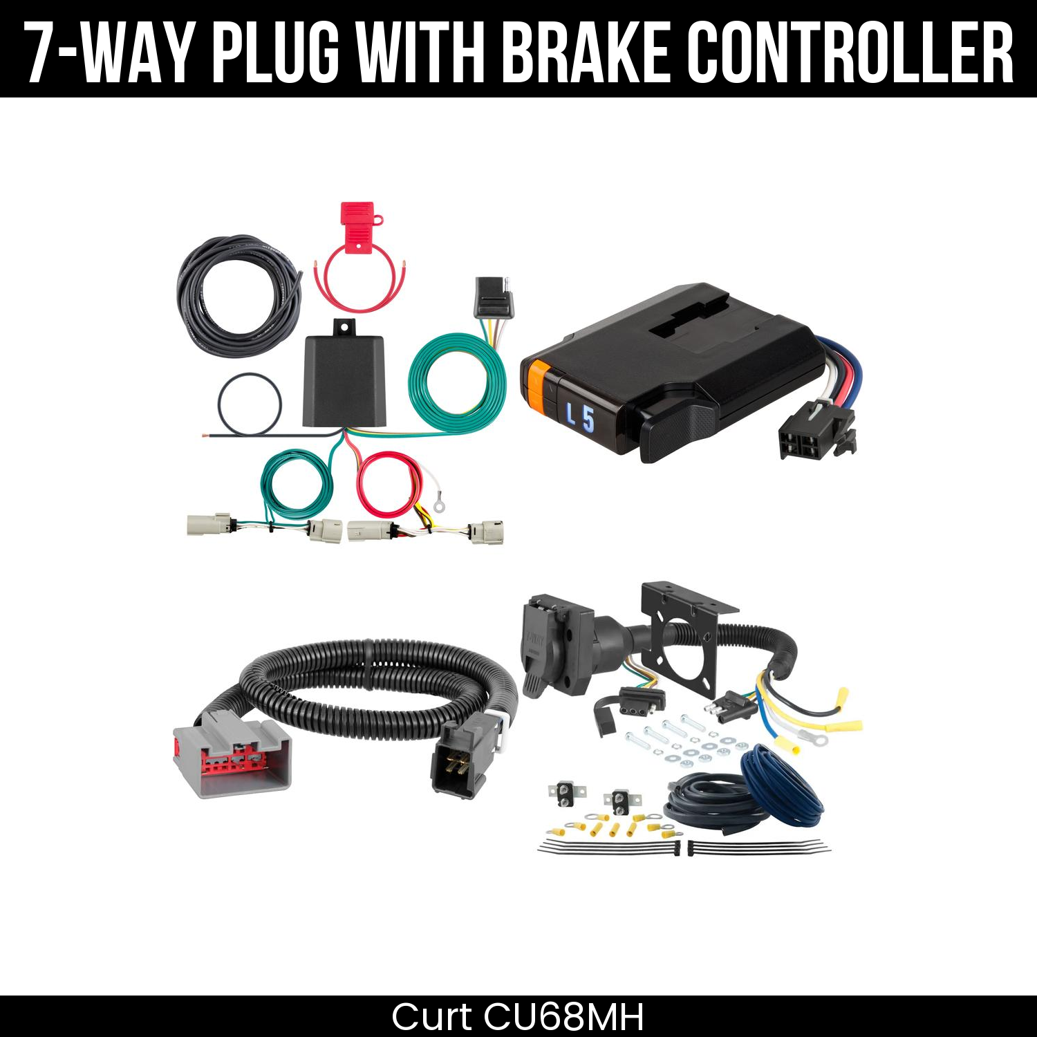Trailer Wiring 7-Way Plug w/ Bracket , Discovery Next Brake Control