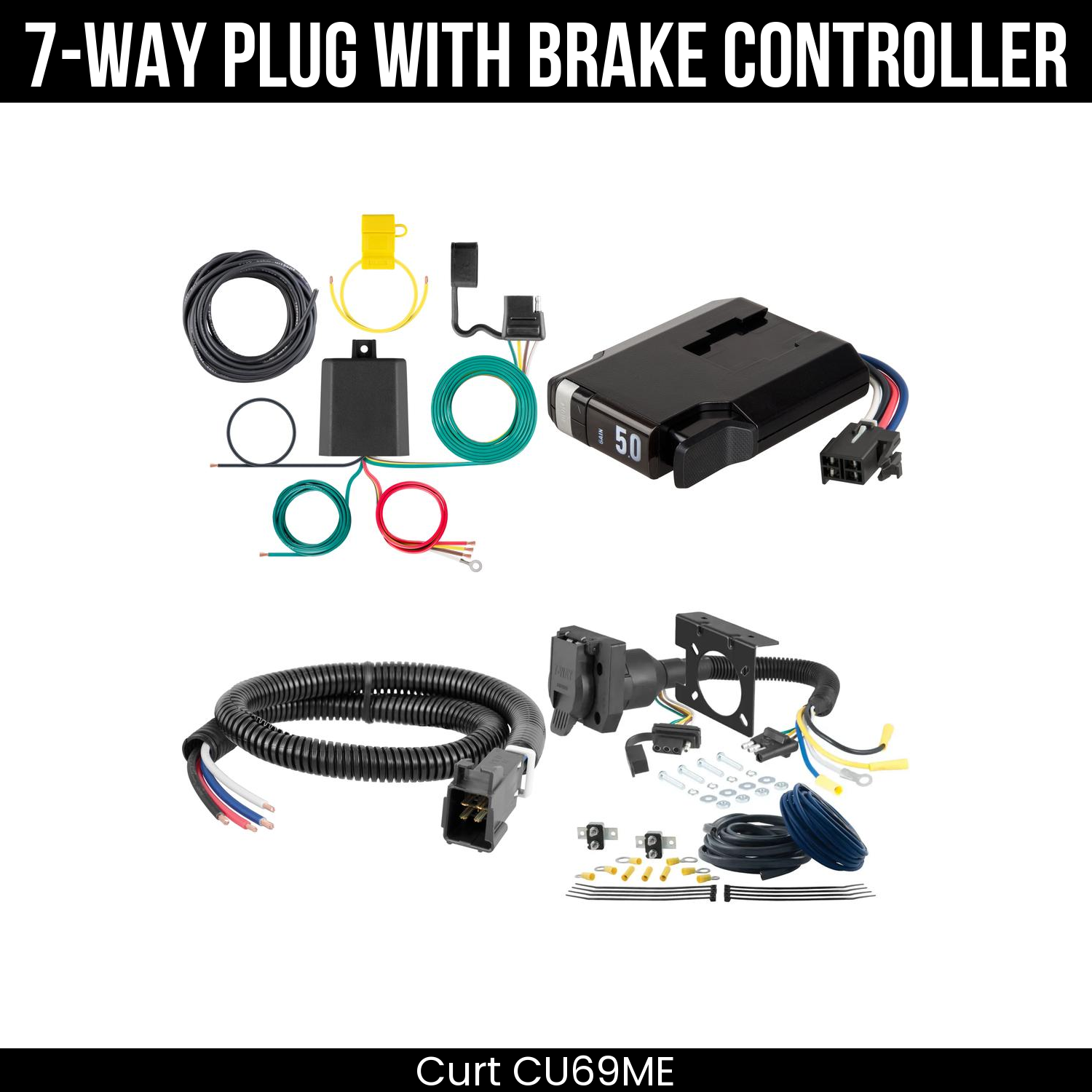 Trailer Wiring 7-Way Plug w/ Bracket , TriFlex NEXT Brake Control