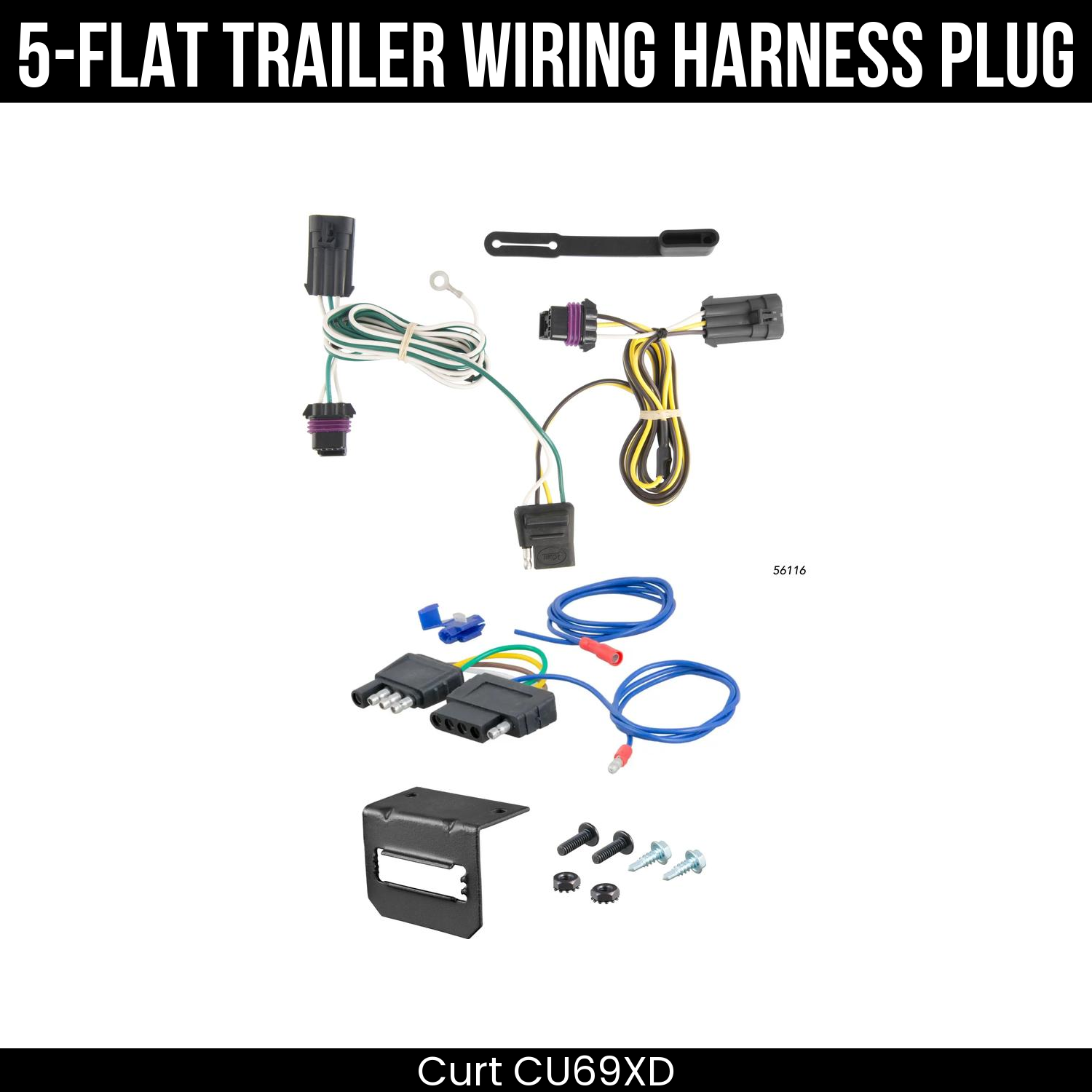 Trailer Wiring 5-Flat Plug w/ Bracket