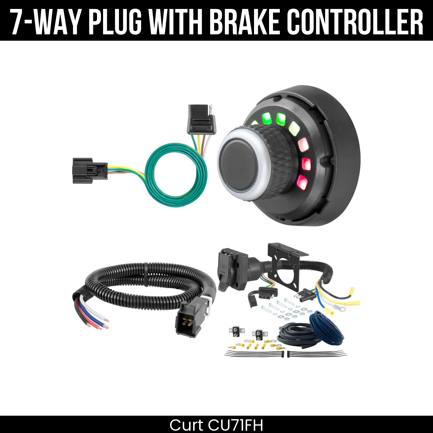 Trailer Wiring 7-Way Plug w/ Bracket , Spectrum Brake Control
