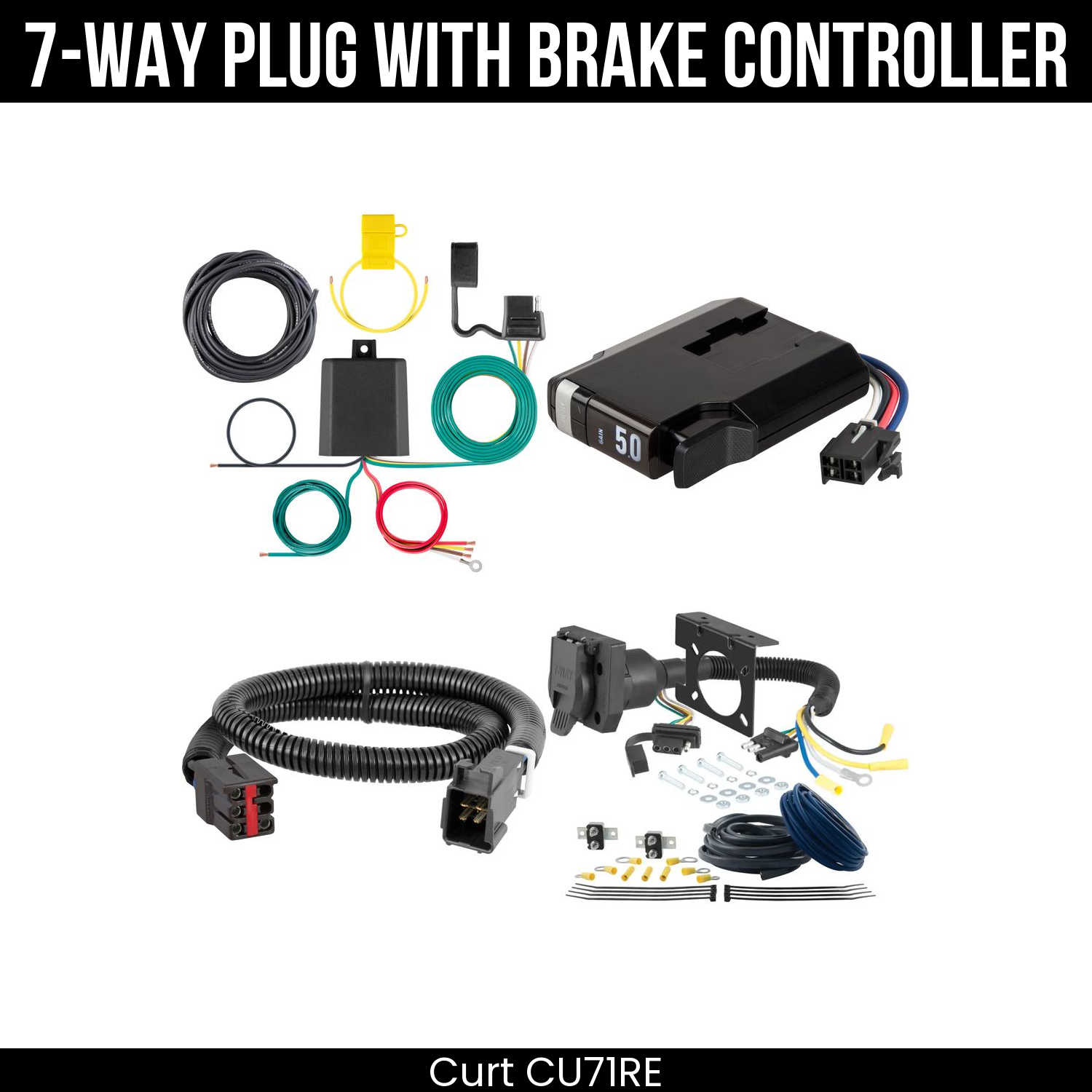 Trailer Wiring 7-Way Plug w/ Bracket , TriFlex NEXT Brake Control