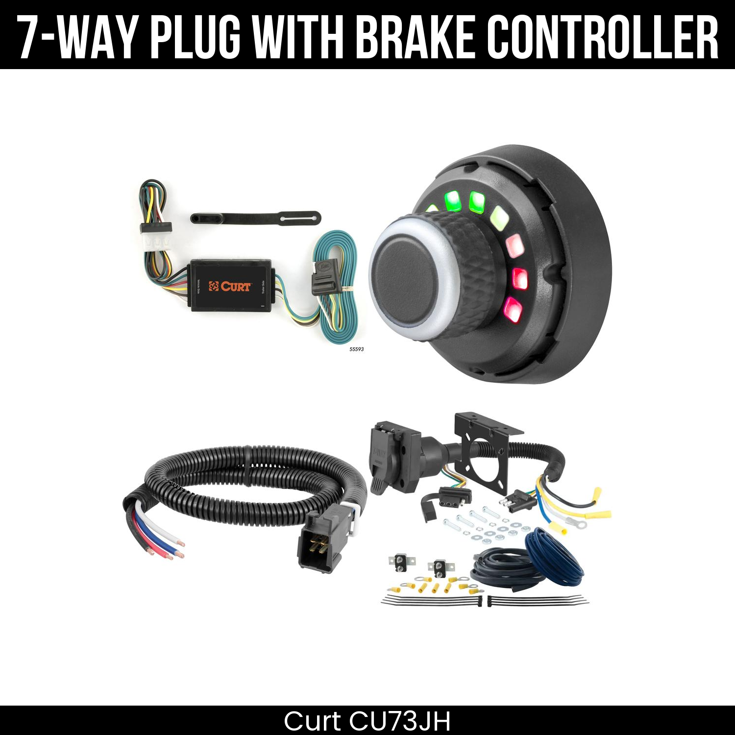 Trailer Wiring 7-Way Plug w/ Bracket , Spectrum Brake Control
