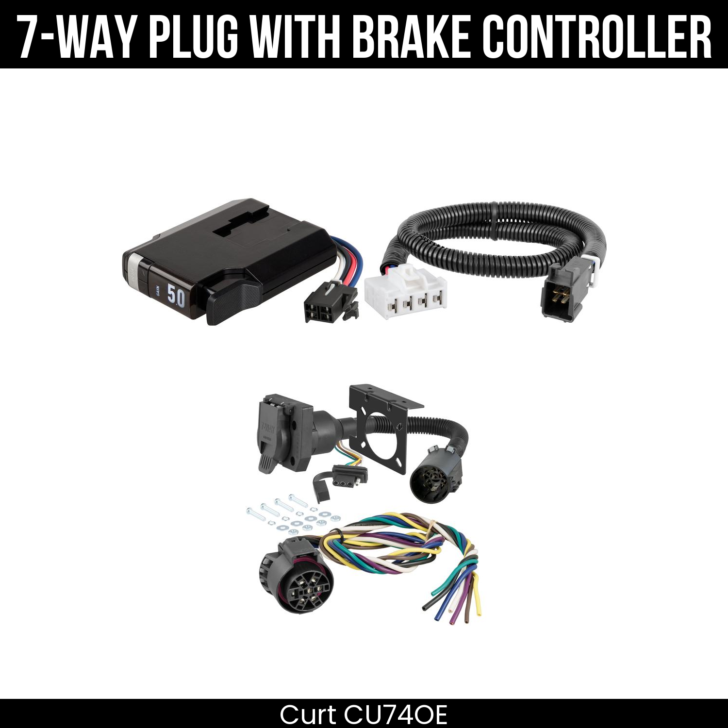 Trailer Wiring 7-Way Plug w/ Bracket , TriFlex NEXT Brake Control