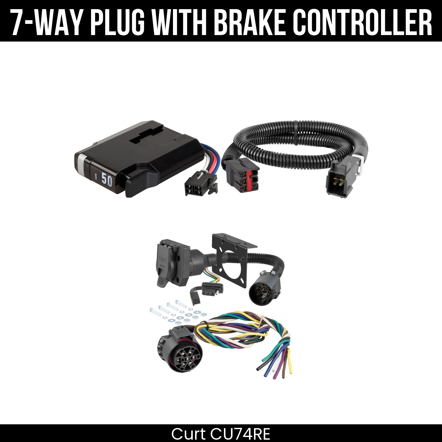 Trailer Wiring 7-Way Plug w/ Bracket , TriFlex NEXT Brake Control