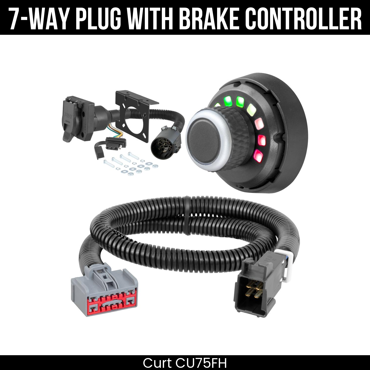 Trailer Wiring 7-Way Plug w/ Bracket , Spectrum Brake Control