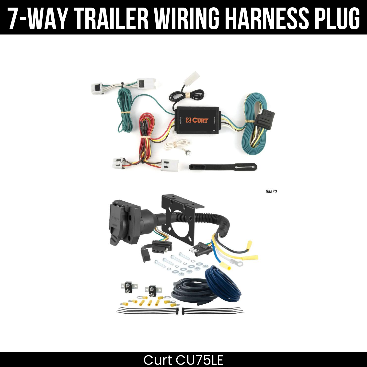 Trailer Wiring 7-Way Plug w/ Bracket