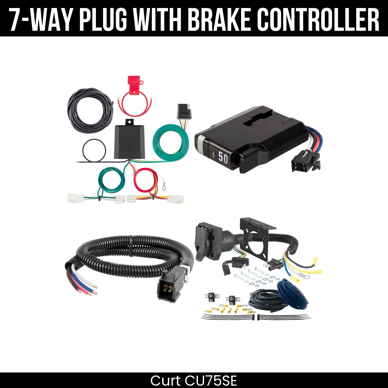 Trailer Wiring 7-Way Plug w/ Bracket , TriFlex NEXT Brake Control