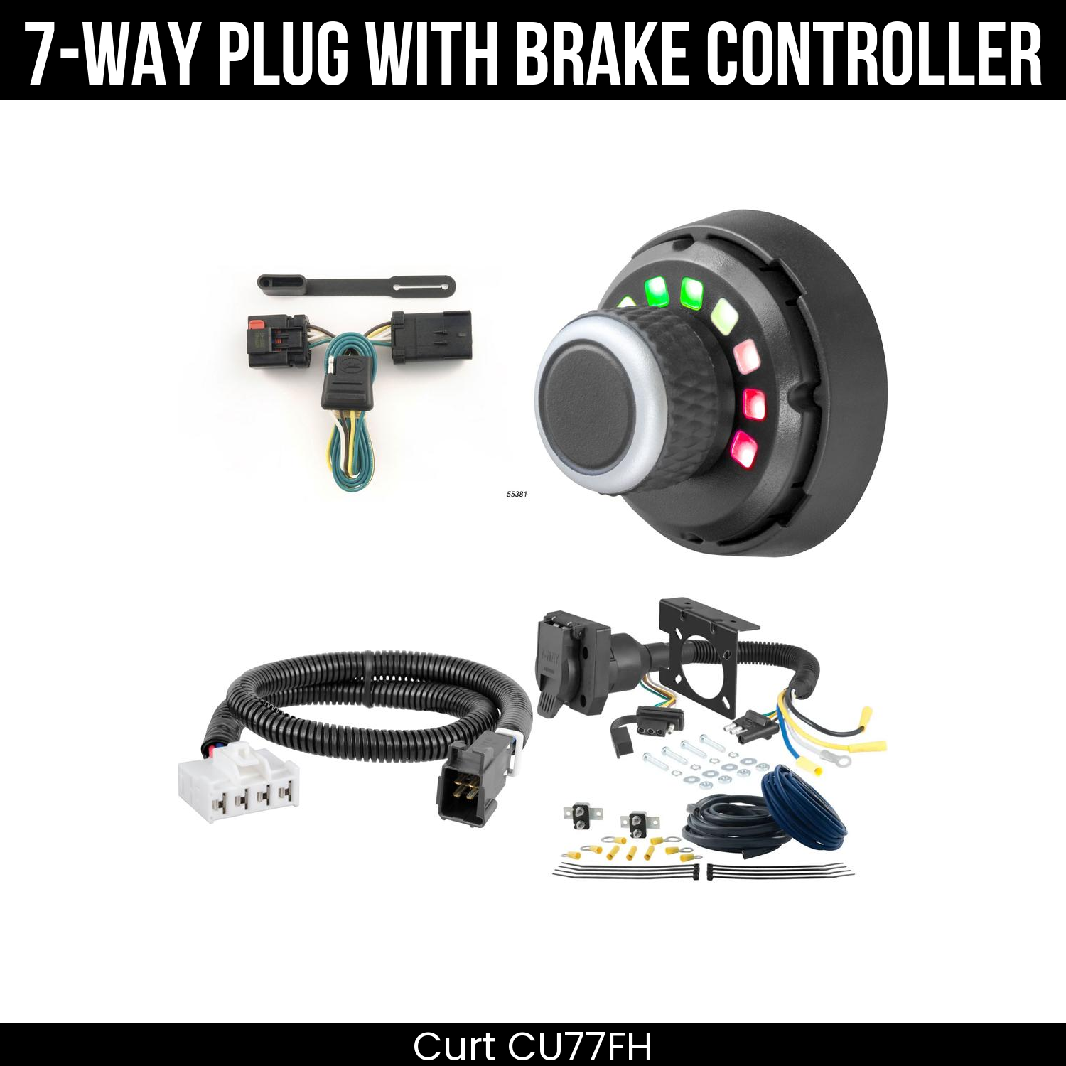 Trailer Wiring 7-Way Plug w/ Bracket , Spectrum Brake Control