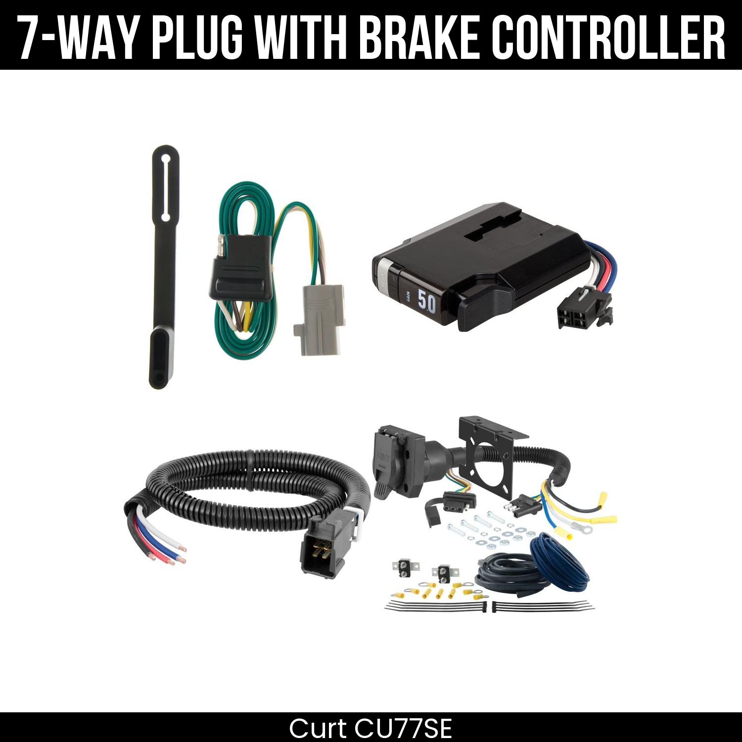 Trailer Wiring 7-Way Plug w/ Bracket , TriFlex NEXT Brake Control